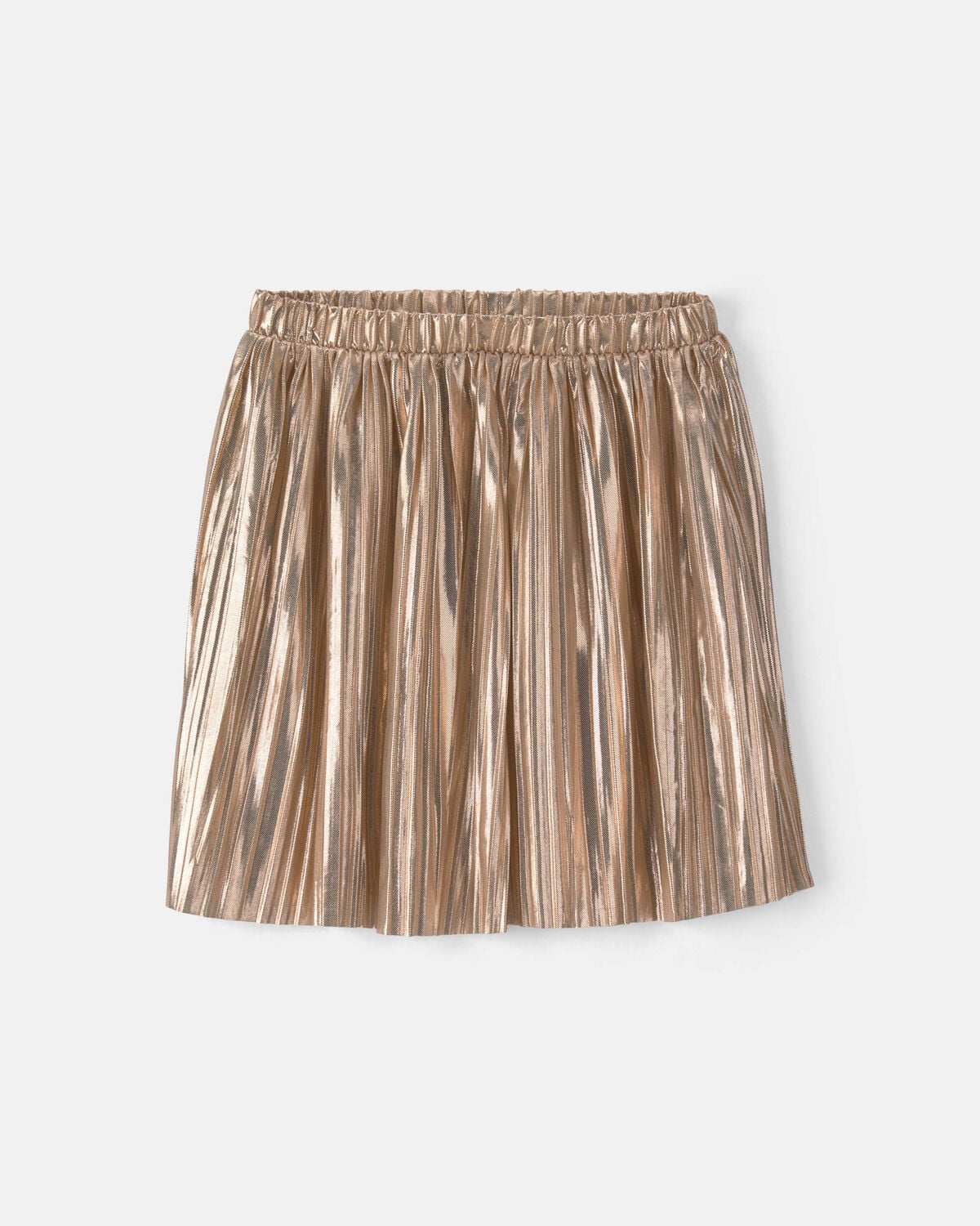 Girls Pleated Metallic Skirt - Gold