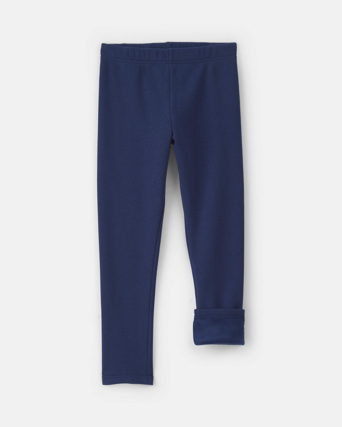 Girls Fleece Pull-On Stretch Leggings - Navy Blue - Image 3