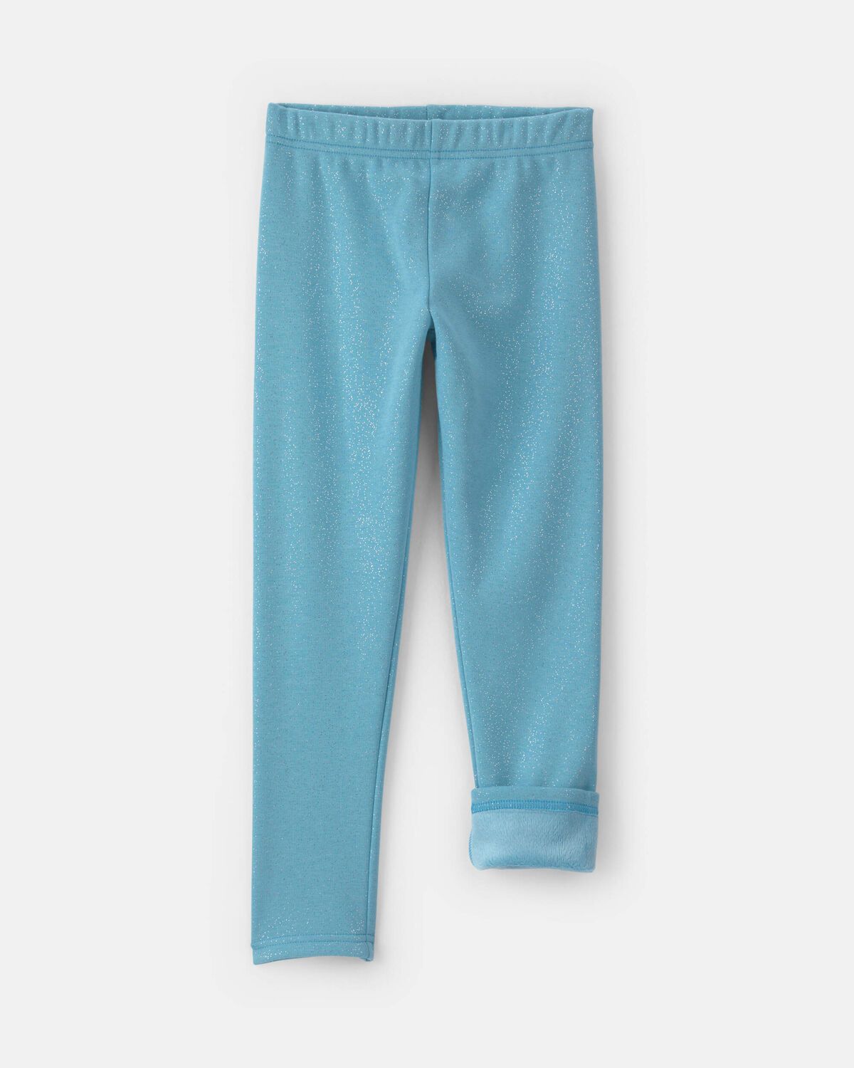 Girls Glitter Fleece Pull-On Stretch Leggings - Blue - Image 3