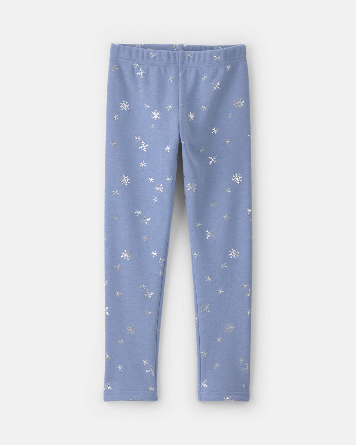 Girls Snowflake Fleece Pull-On Stretch Leggings - Blue/White