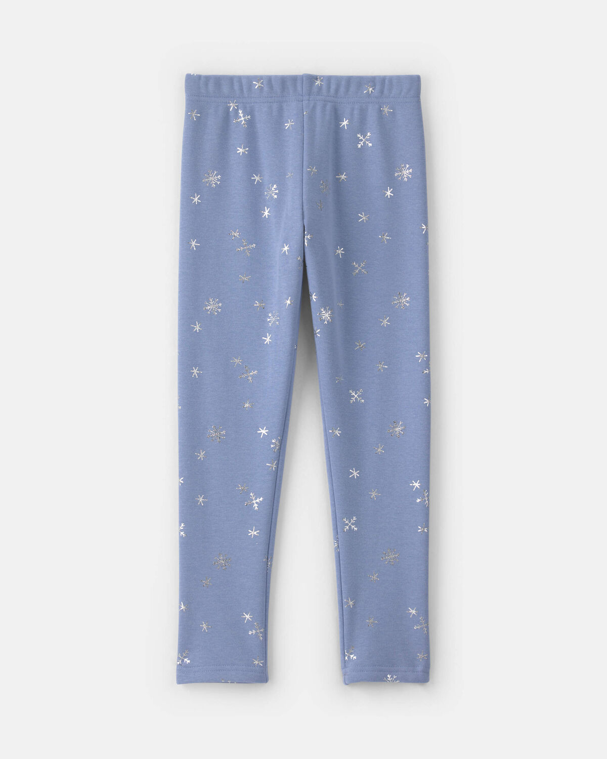 Girls Snowflake Fleece Pull-On Stretch Leggings - Blue/White - Image 2