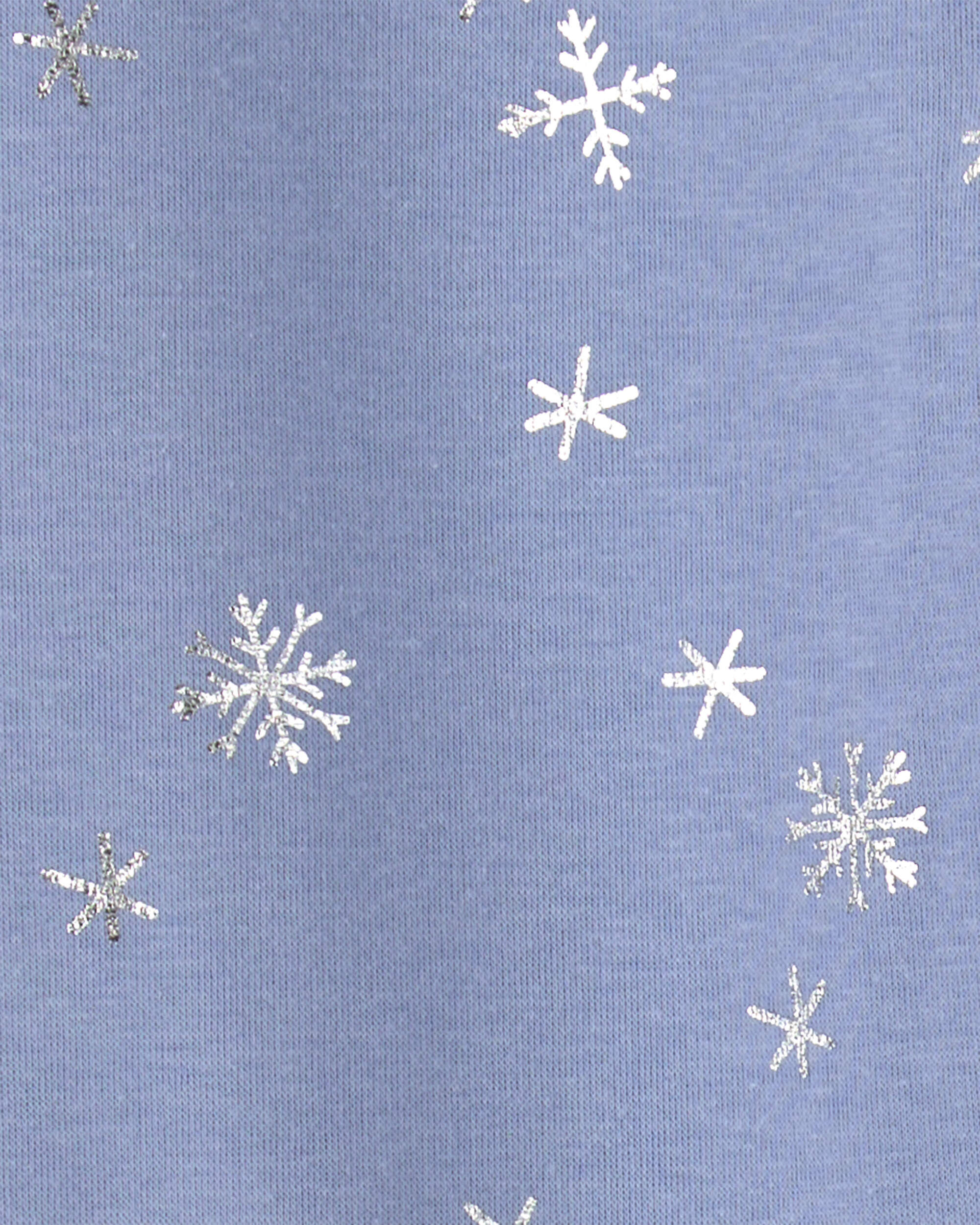 Girls Snowflake Fleece Pull-On Stretch Leggings - Blue/White - Image 5