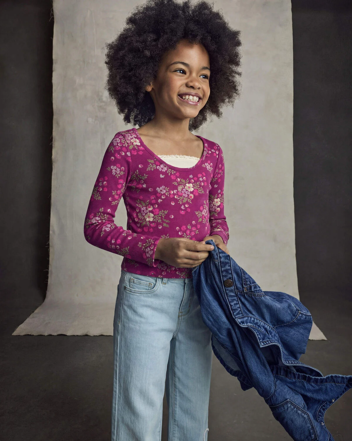 Girls Floral Long-Sleeve Top - Purple - Image 3