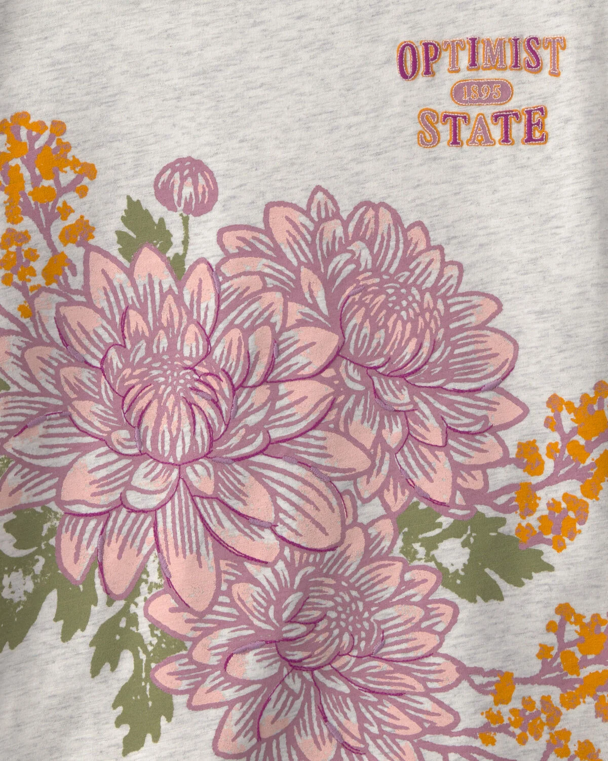 Girls 'Optimist State' Floral Graphic Tee - Grey - Image 2