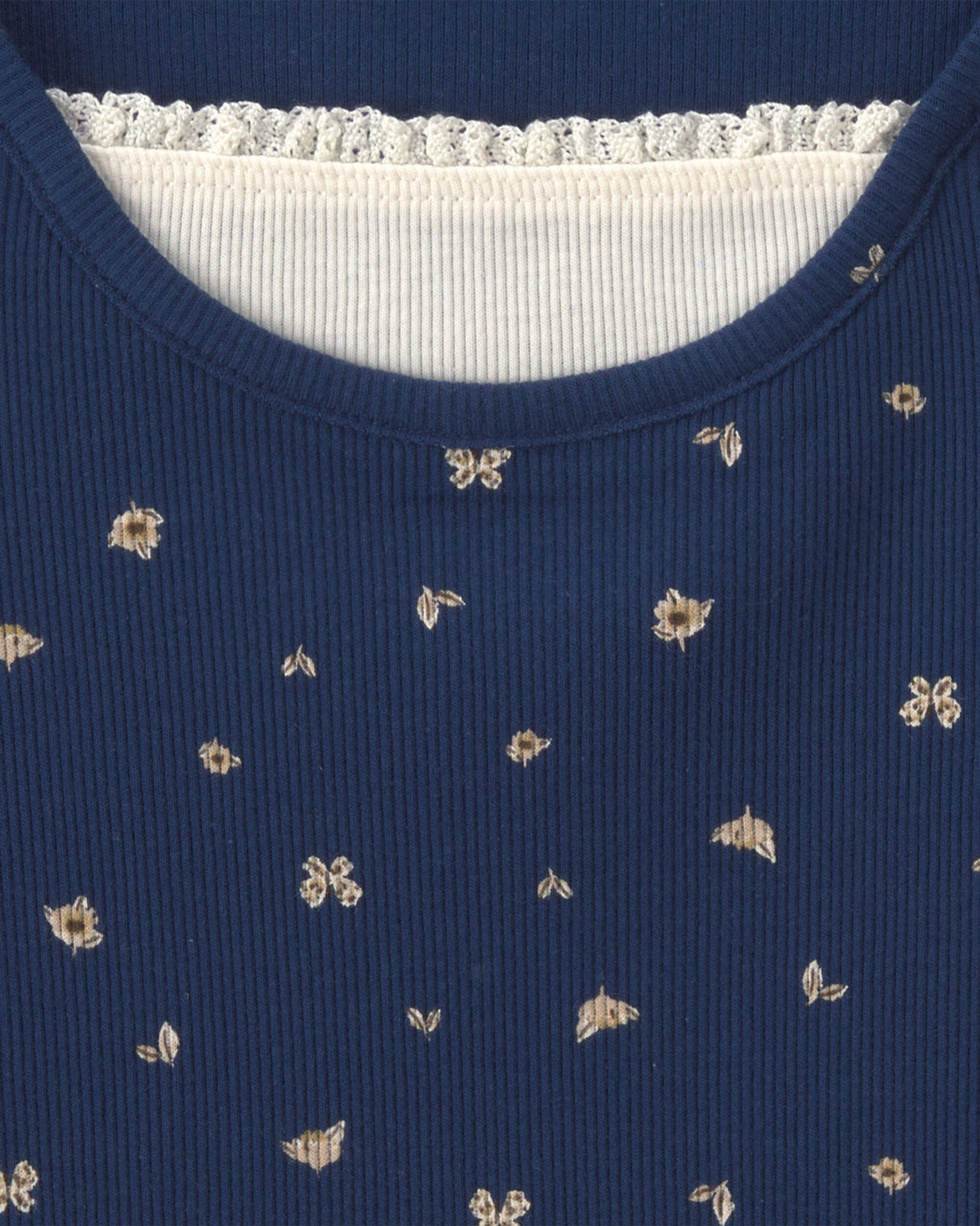Girls Floral Long-Sleeve Top - Navy Blue - Image 4