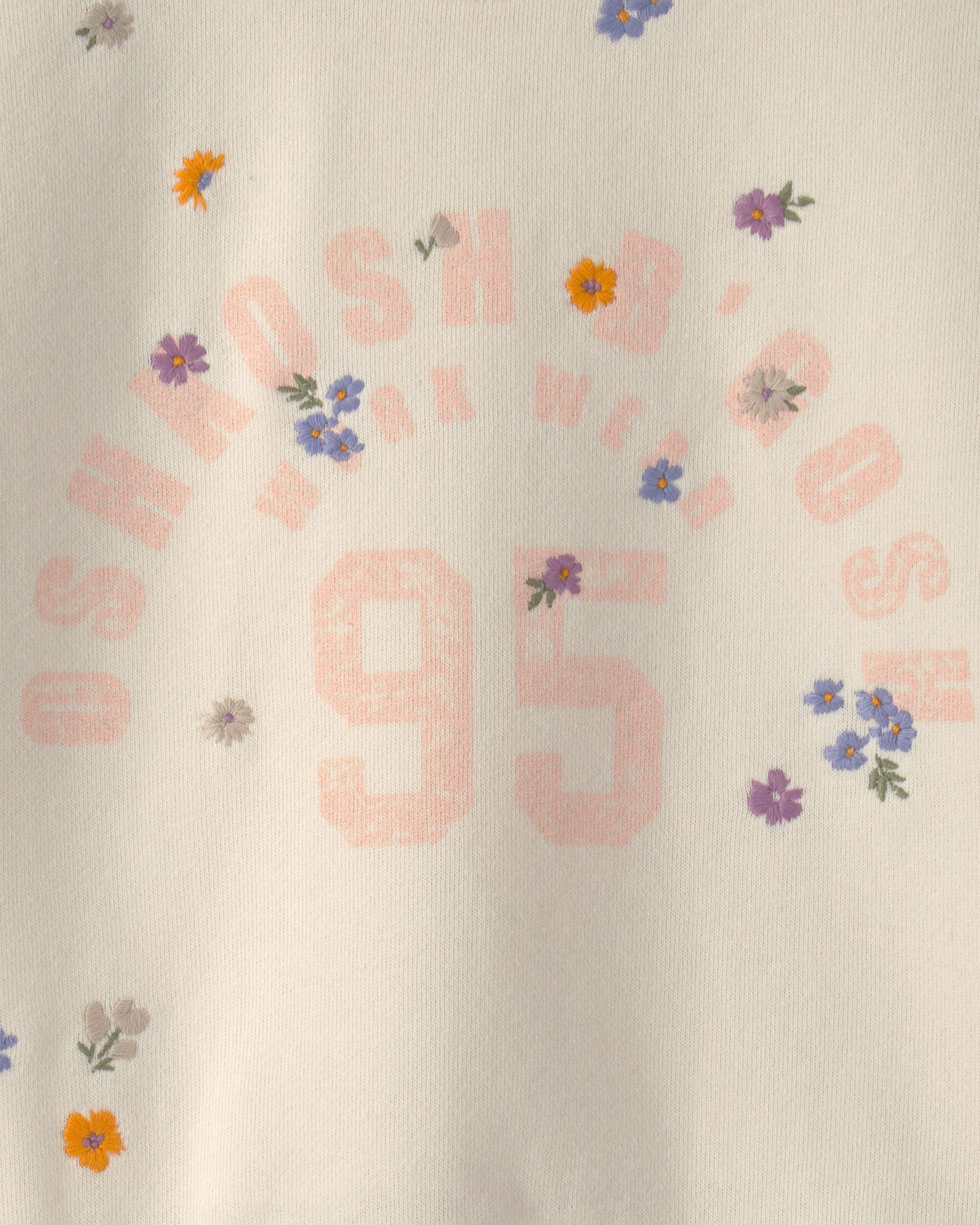 Girls 'OshKosh' Floral French Terry Pullover Sweatshirt - Cream - Image 4