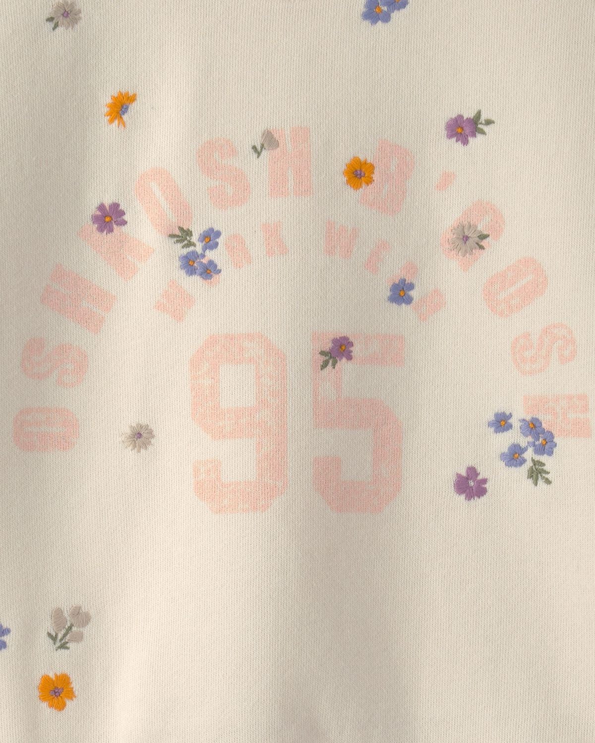 Girls 'OshKosh' Floral French Terry Pullover Sweatshirt - Cream - Image 2