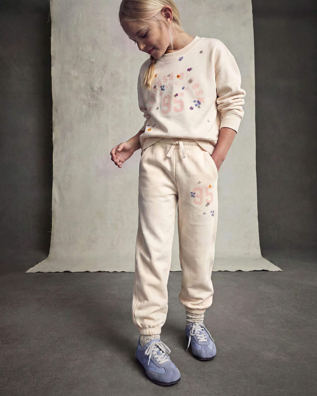 Girls 'OshKosh' Floral French Terry Pullover Sweatshirt - Cream - Image 3