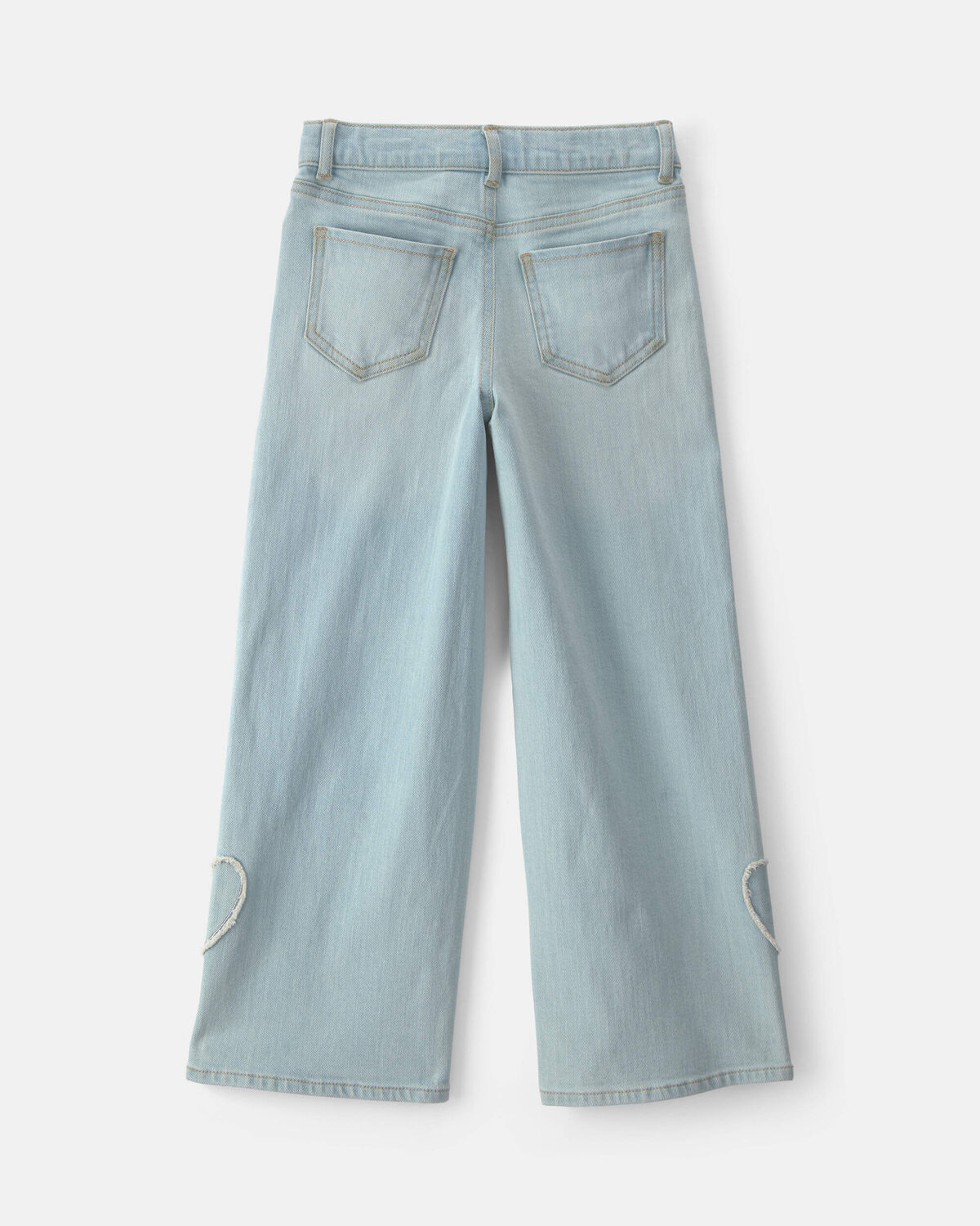 Girls Heart Denim Wide-Leg Jeans - Light Wash - Image 2