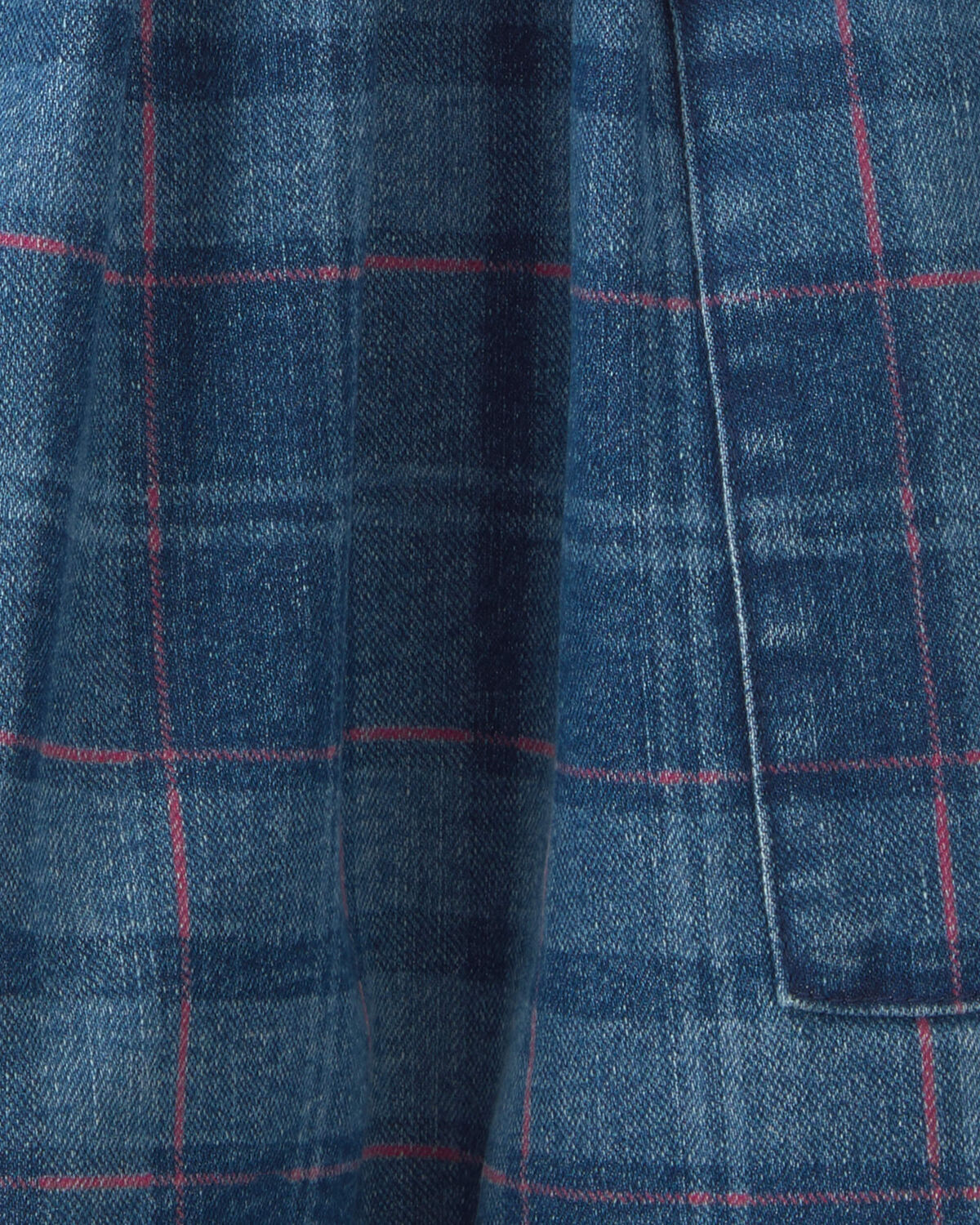 Girls Plaid Denim Skirt - Dark Wash - Image 2