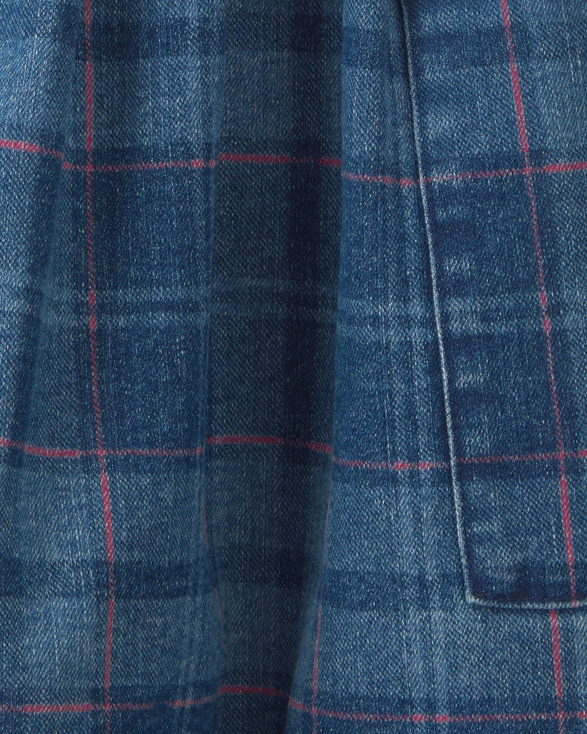 Girls Plaid Denim Skirt - Dark Wash - Image 4