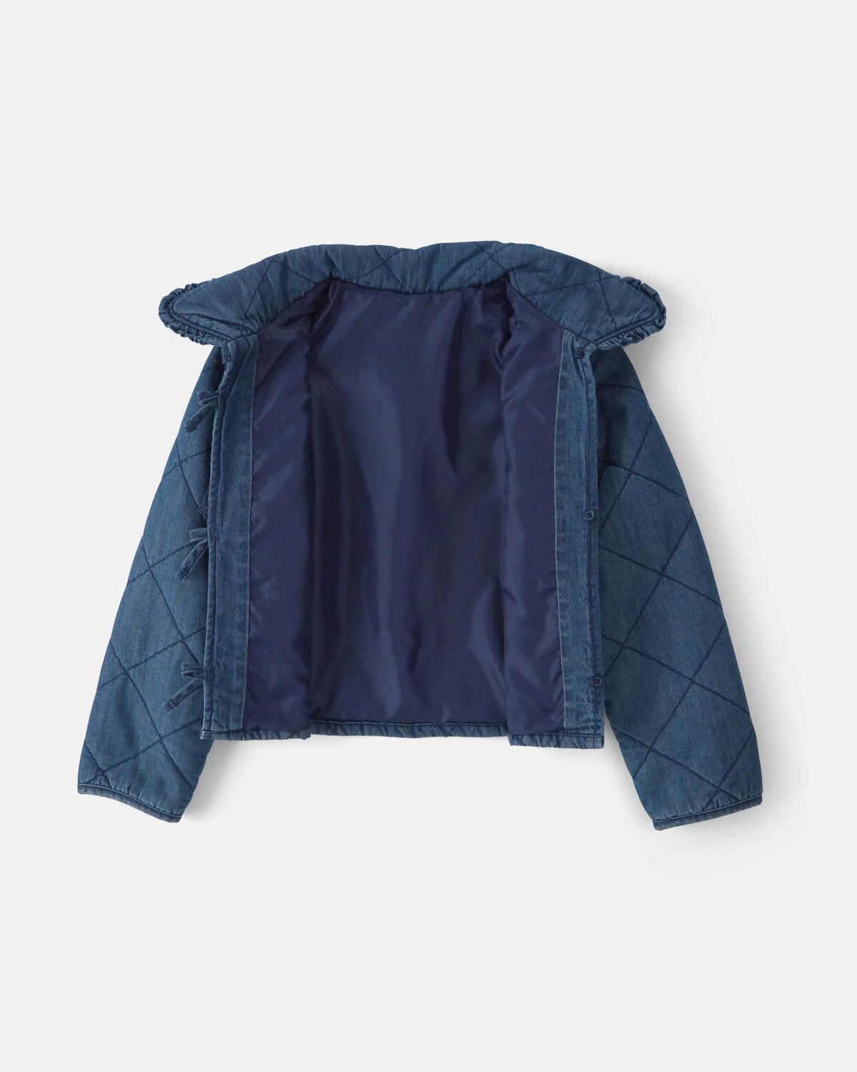 Girls Quilted Denim Jacket - Medium Wash - Image 2