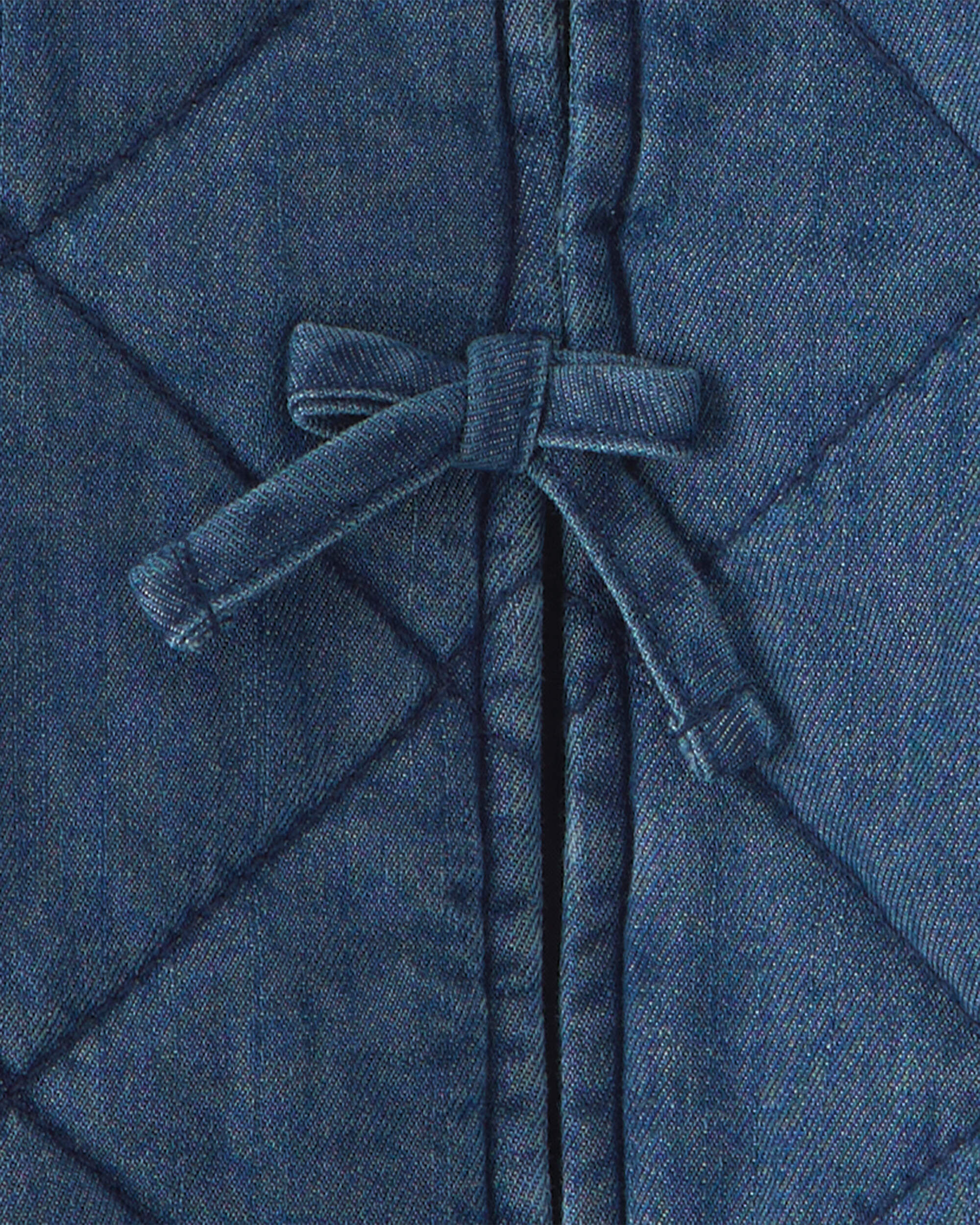 Girls Quilted Denim Jacket - Medium Wash - Image 4