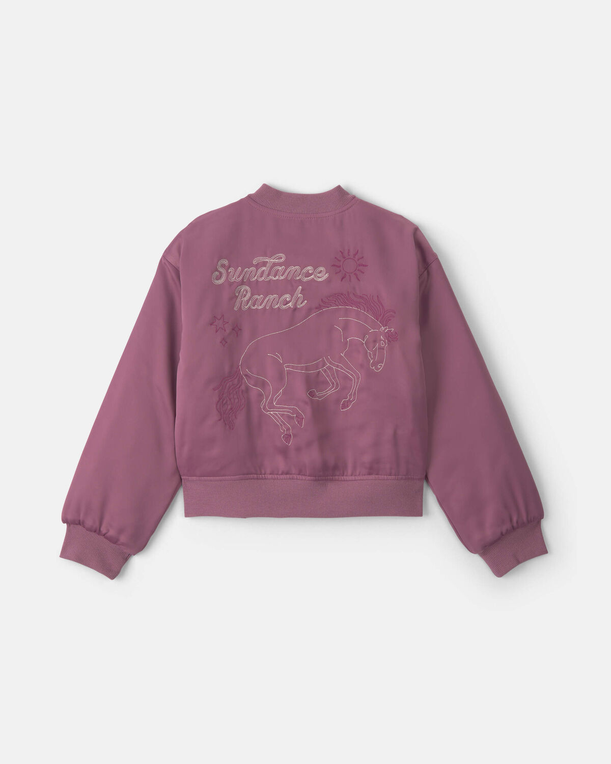 Girls 'Sundance Ranch' Horse Poplin Bomber Jacket - Purple - Image 6