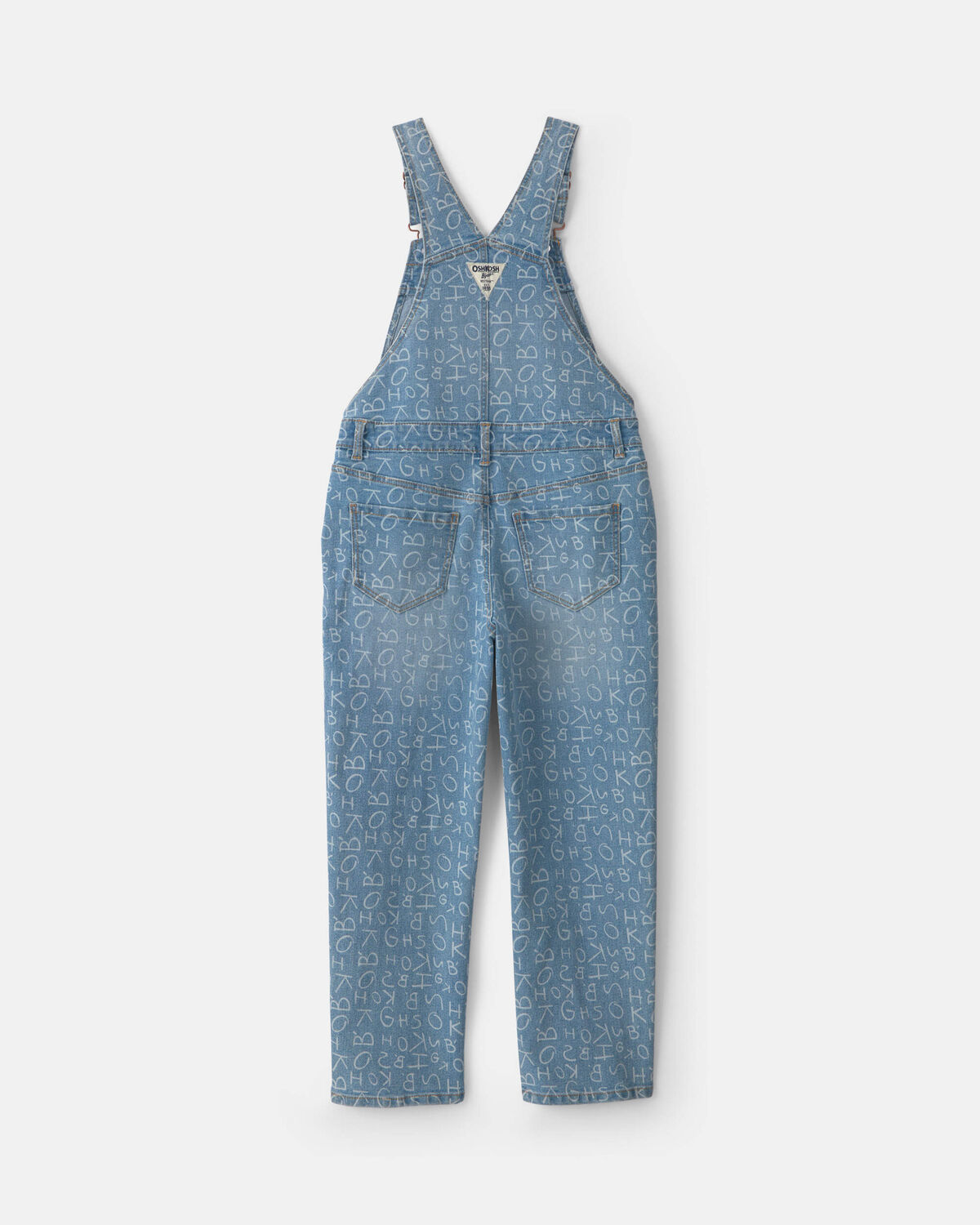 Girls Alphabet Denim Overalls - Light Wash - Image 4