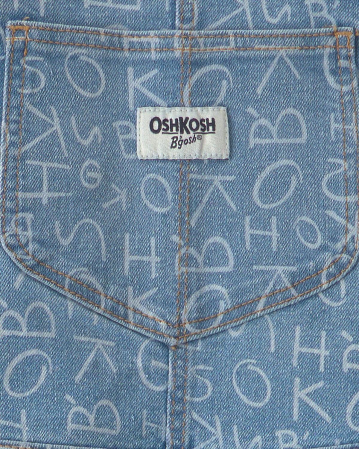 Girls Alphabet Denim Overalls - Light Wash - Image 5