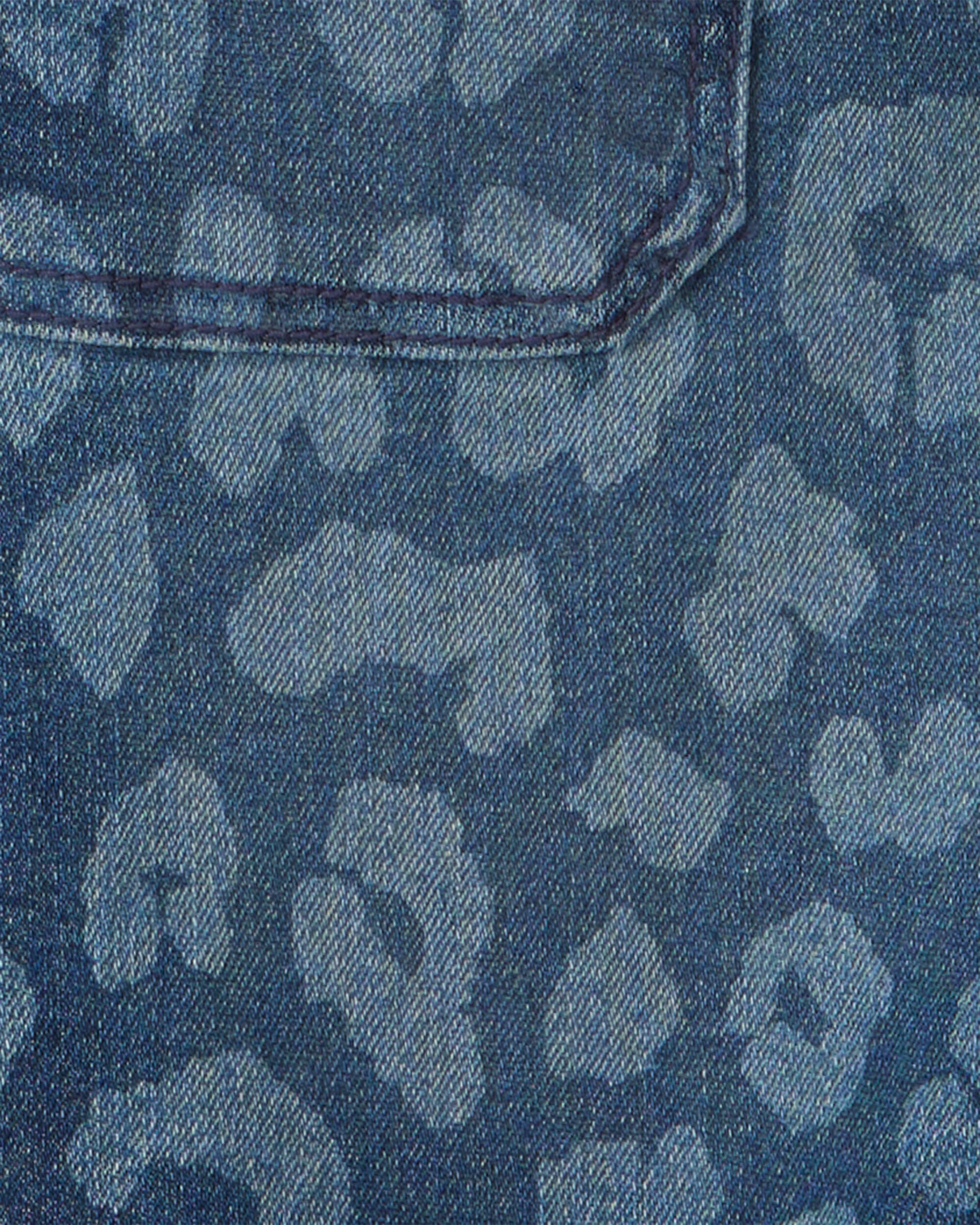 Girls Leopard Denim Skirtall - Dark Wash - Image 5