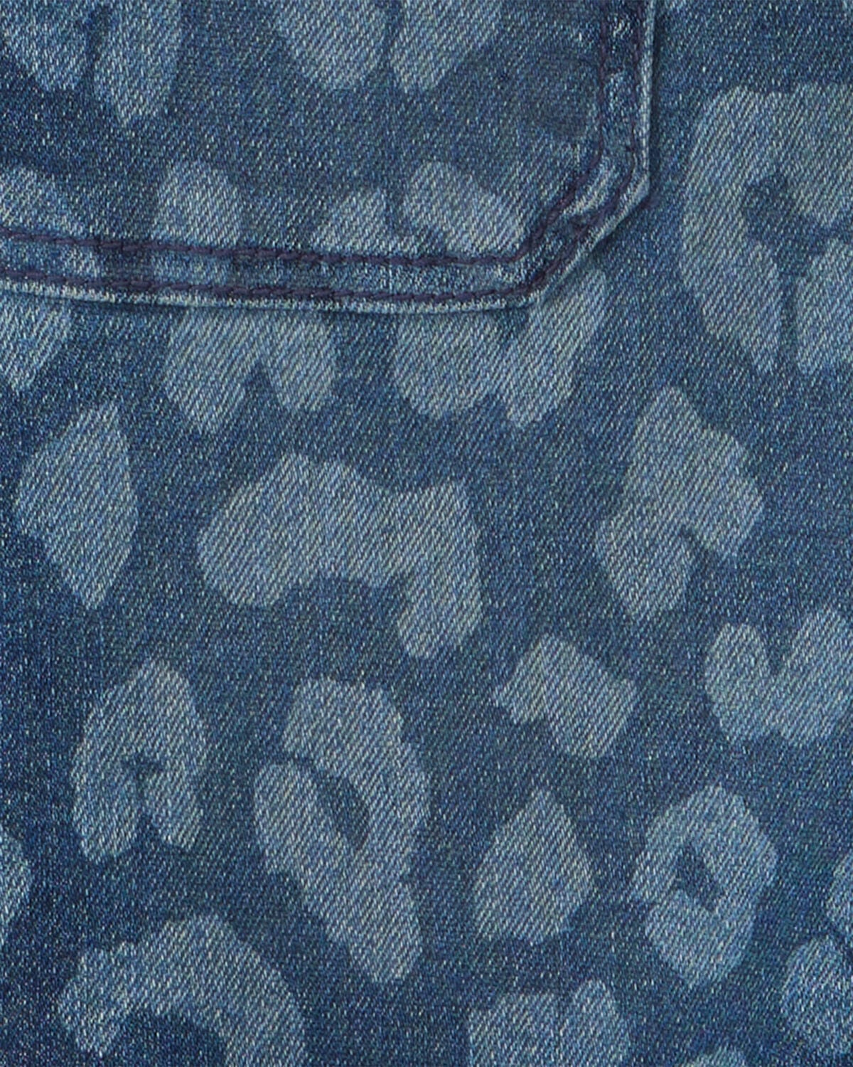 Girls Leopard Denim Skirtall - Dark Wash - Image 3
