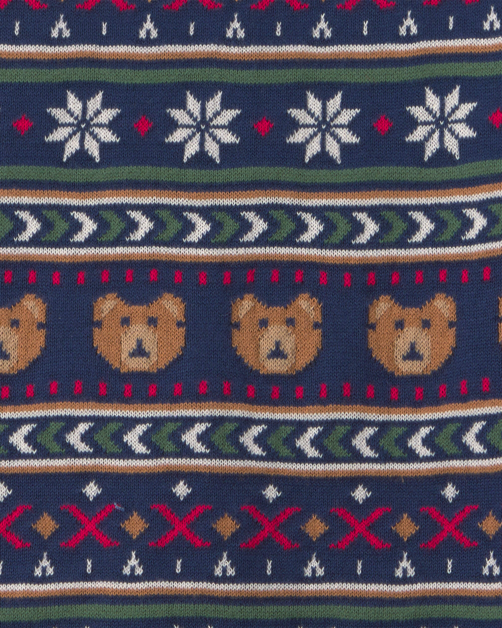 Kids Bear Fair Isle Sweater - Navy Blue - Image 3