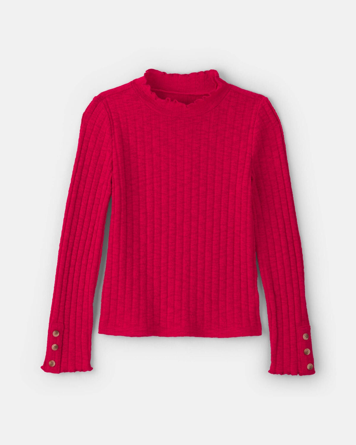 Girls Long-Sleeve Mock Neck Top - Red