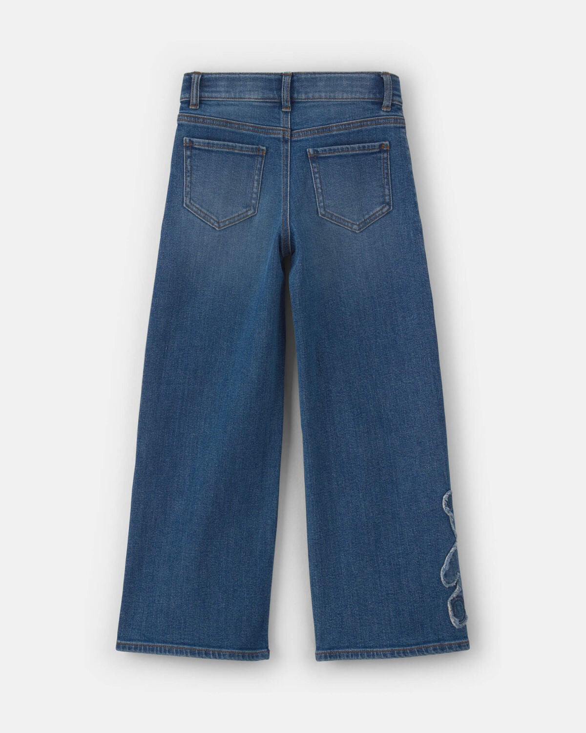 Girls Bear Denim Wide-Leg Jeans - Medium Wash - Image 2