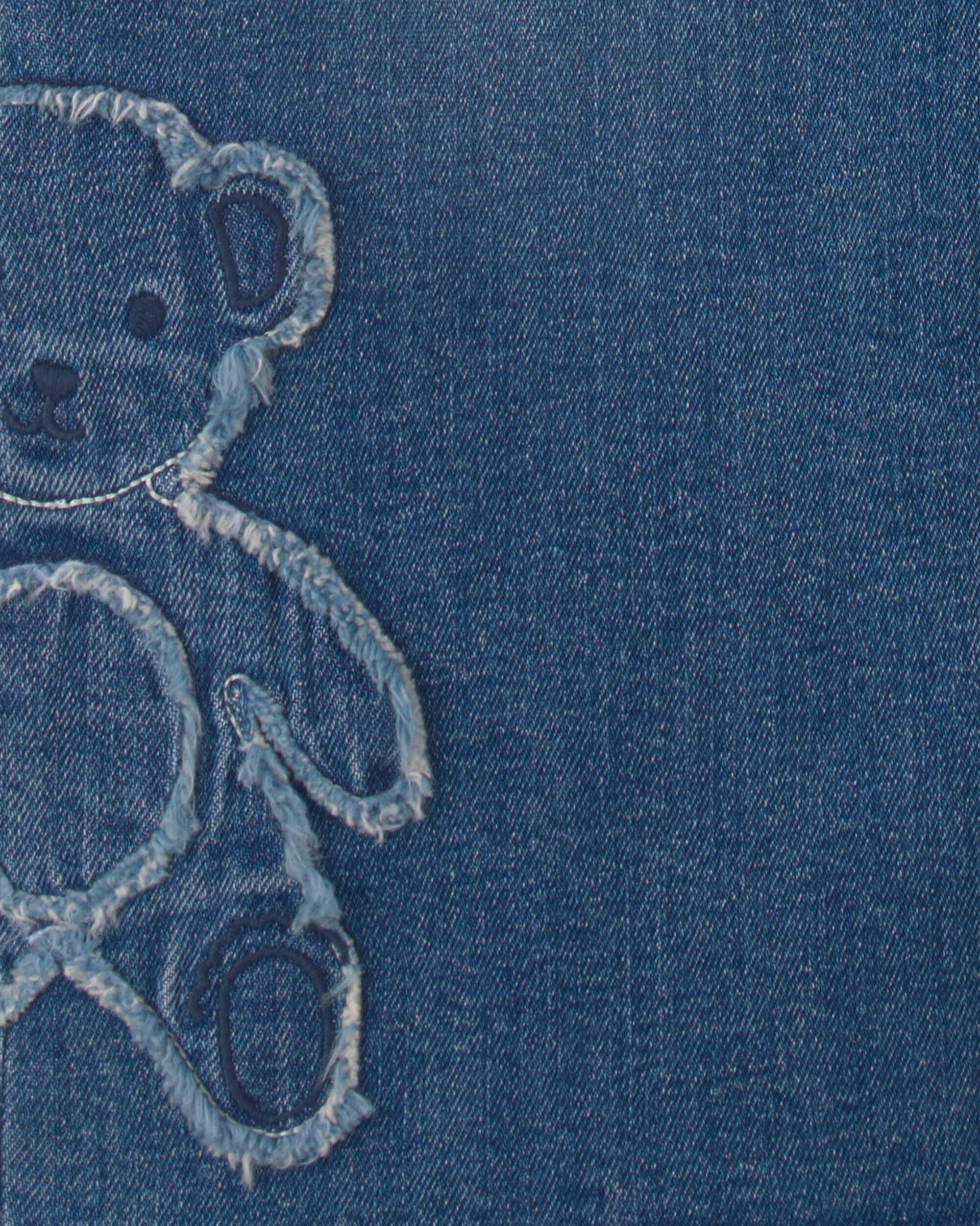 Girls Bear Denim Wide-Leg Jeans - Medium Wash - Image 4