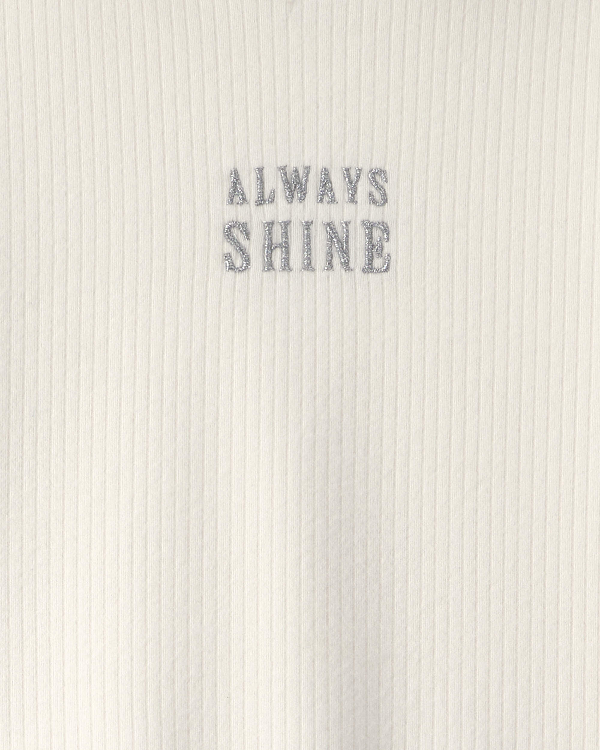 Girls 'Always Shine' Long-Sleeve Mock Neck Top - Cream - Image 3