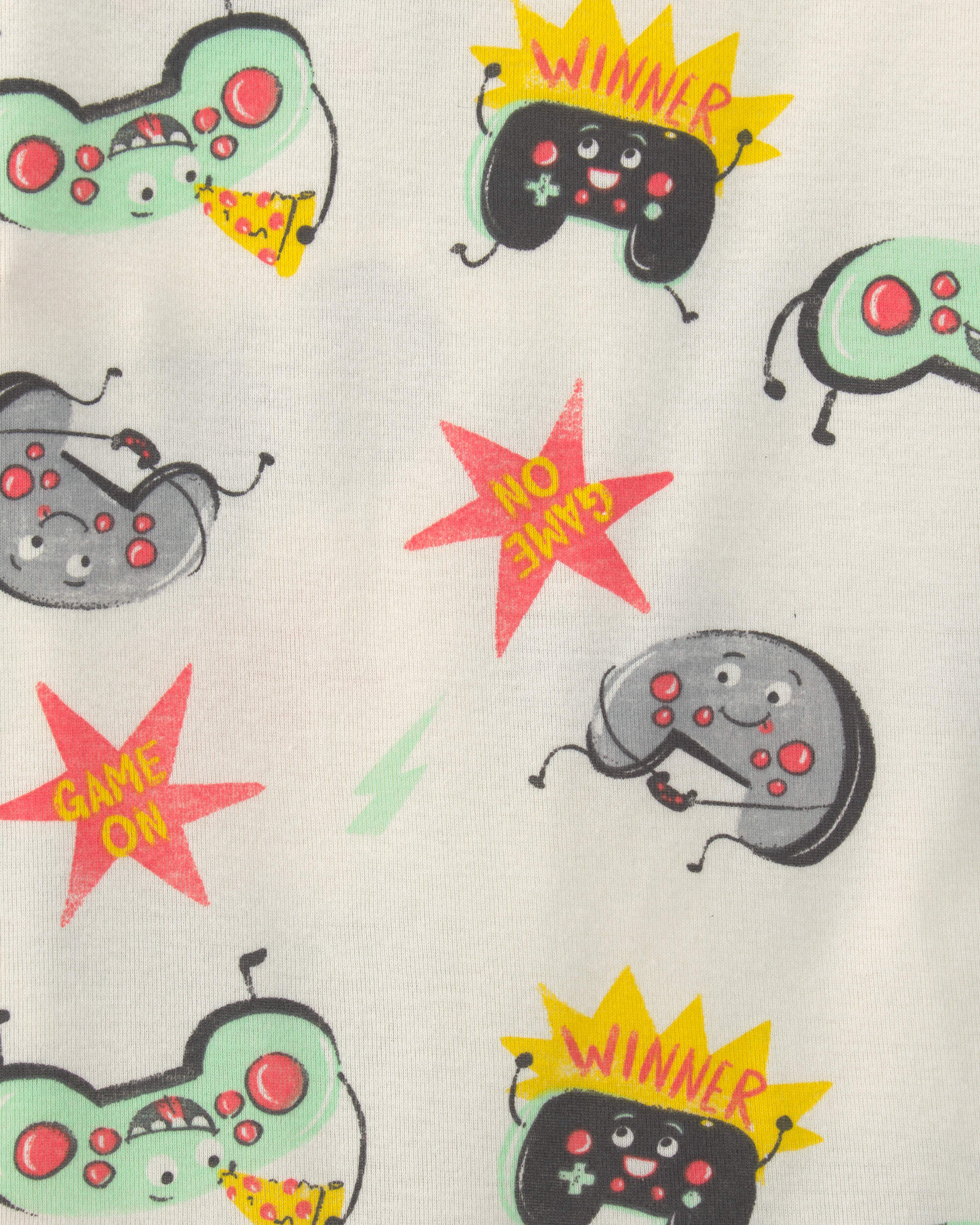 Boys 4-Piece Gamer Cotton Snug Fit Pajama Set - Grey - Image 5