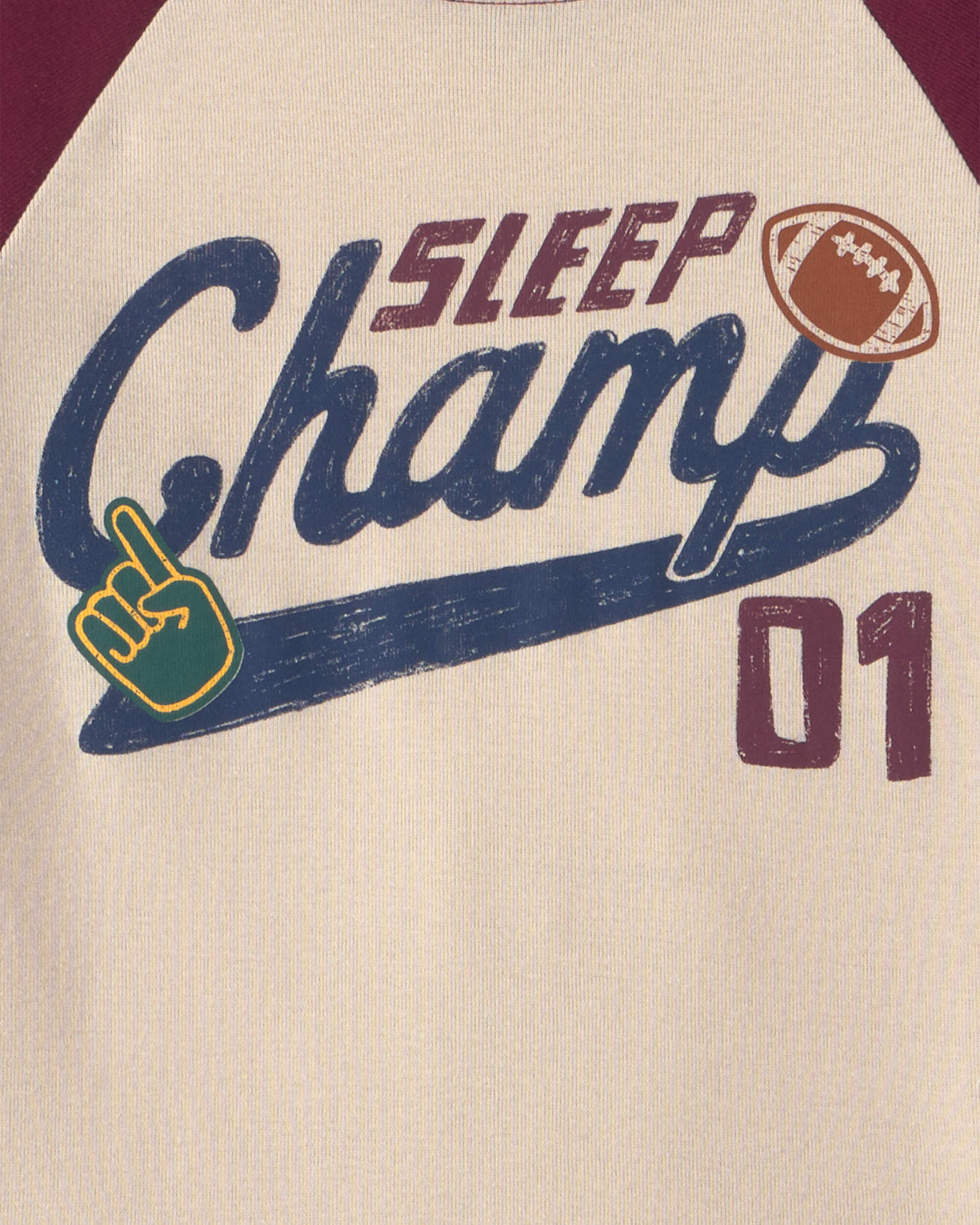 Boys 4-Piece 'Sleep Champs 01' 100% Cotton Snug Fit Pajama Set - Burgundy/Cream - Image 6