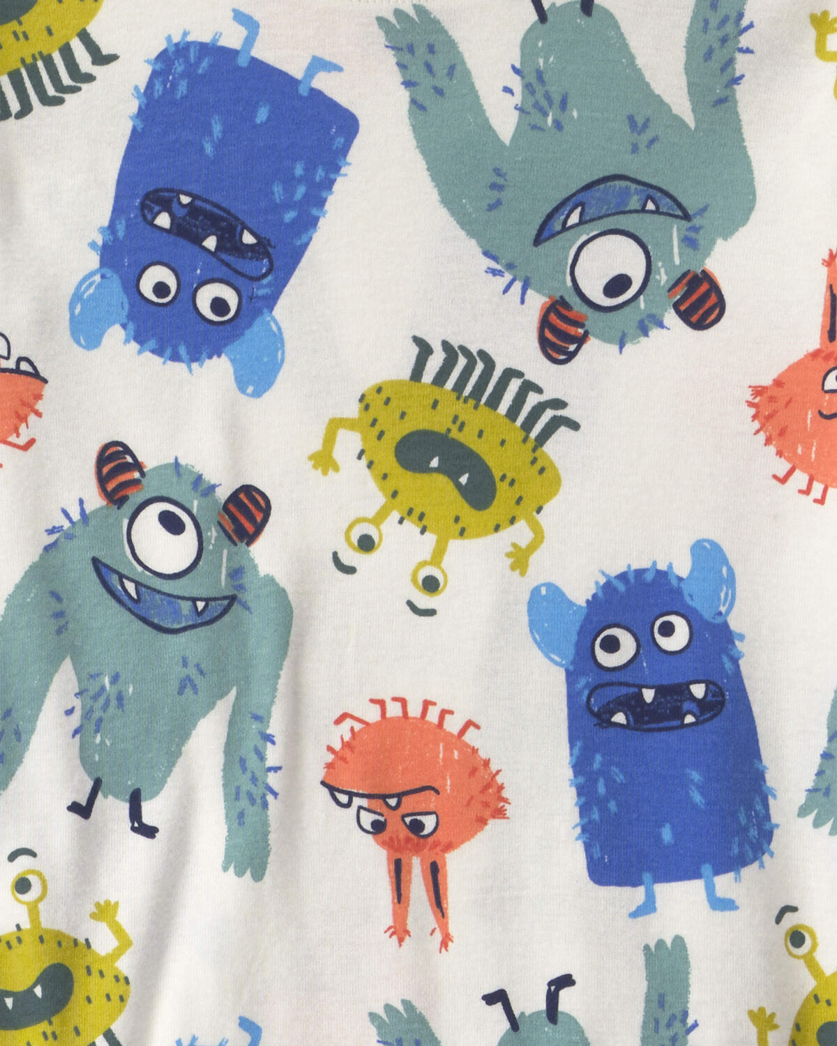 Boys 4-Piece Monster 100% Cotton Snug Fit Pajama Set - Blue - Image 3