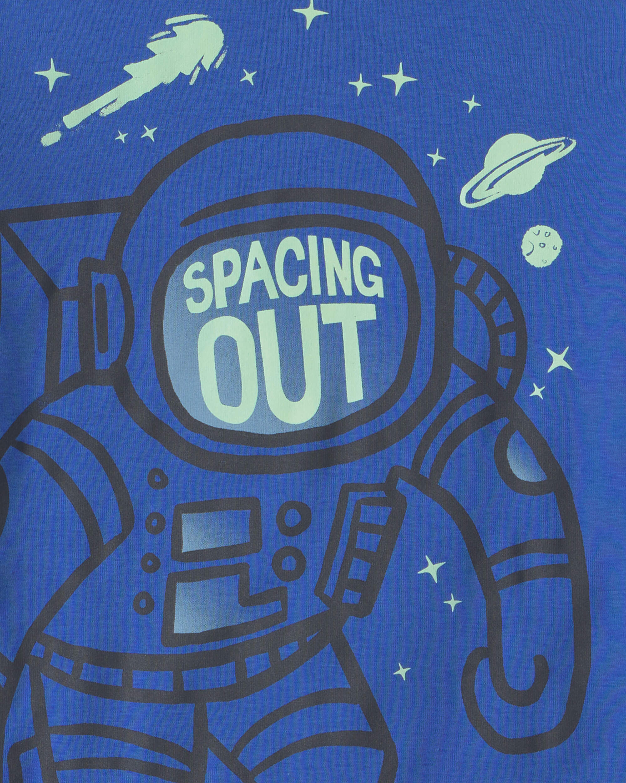 Boys 4-Piece Astronaut Glow in the Dark 100% Cotton Snug Fit Pajama Set - Blue - Image 5