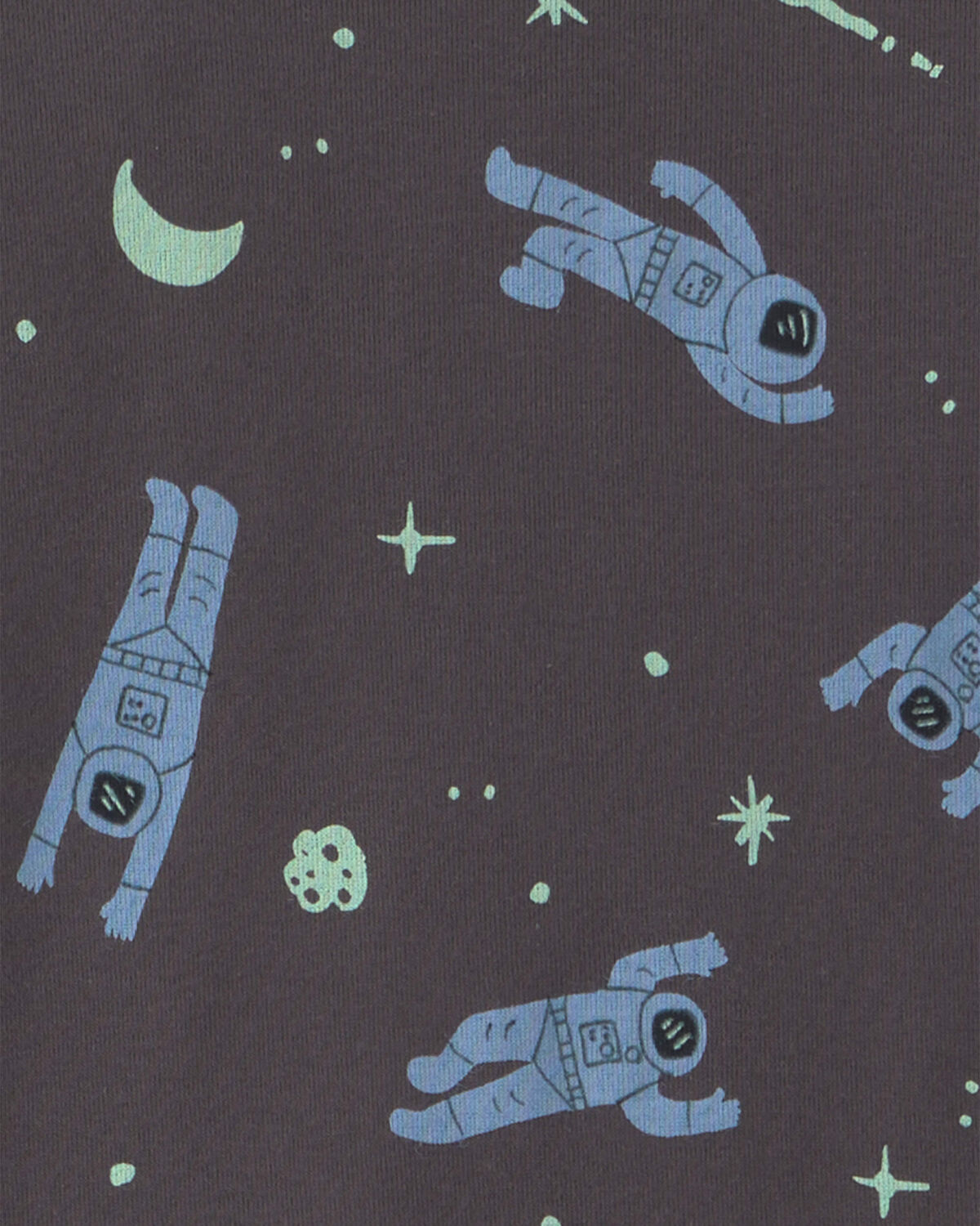 Boys 4-Piece Astronaut Glow in the Dark 100% Cotton Snug Fit Pajama Set - Blue - Image 4