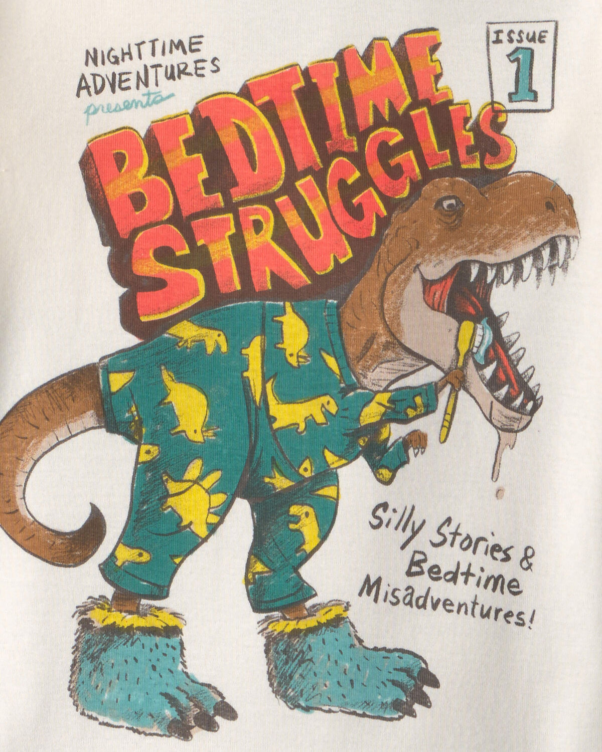 Boys 4-Piece Dinosaur 100% Cotton Snug Fit Pajama Set - Green - Image 2