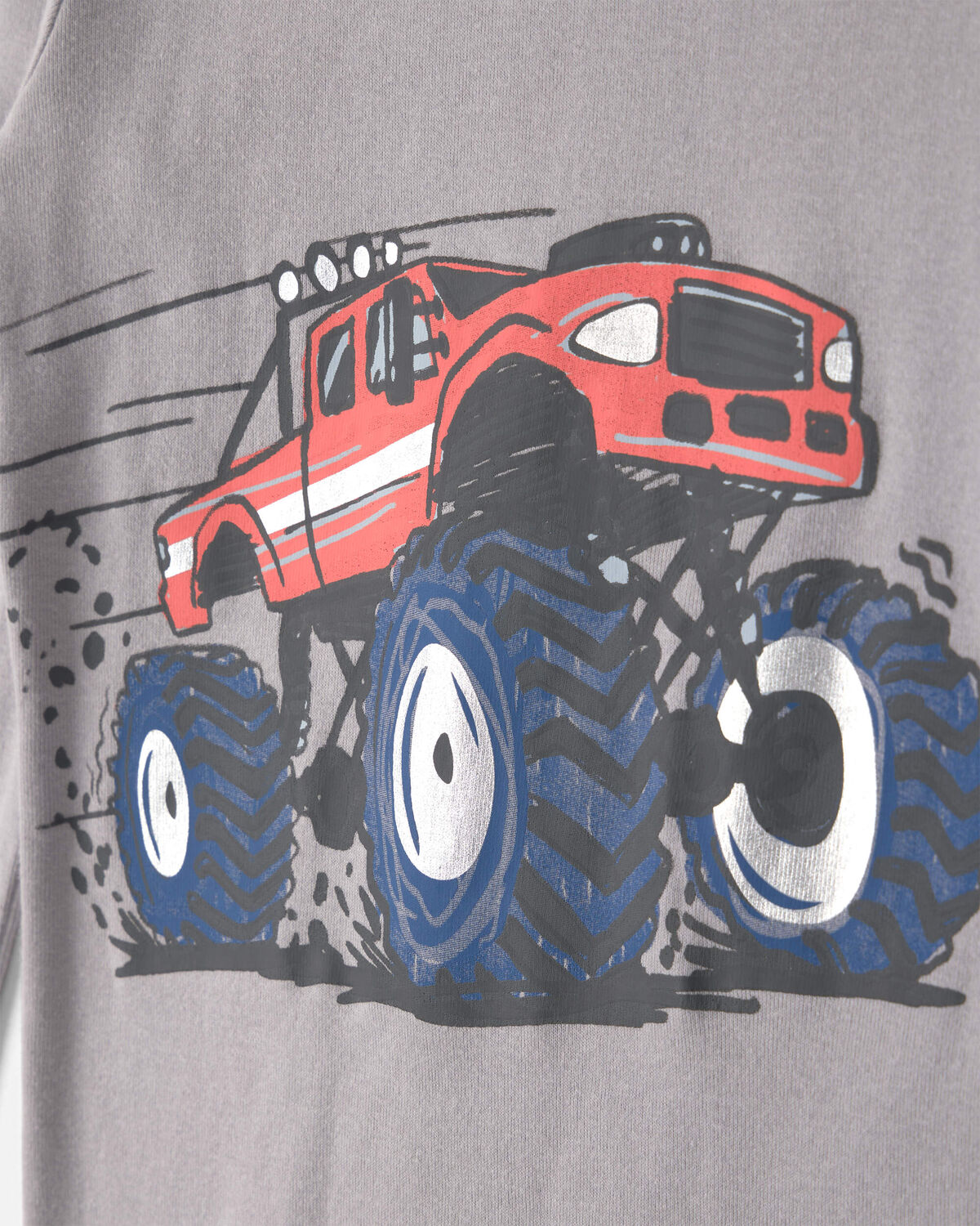 Boys 4-Piece Monster Truck 100% Cotton Snug Fit Pajama Set - Grey - Image 2