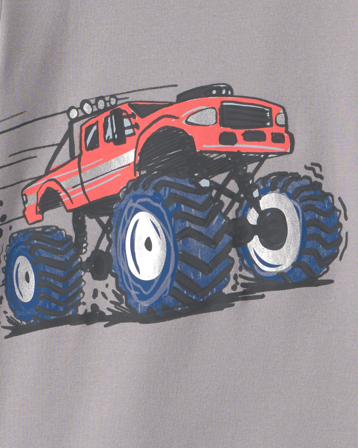 Boys 4-Piece Monster Truck 100% Cotton Snug Fit Pajama Set - Grey - Image 3