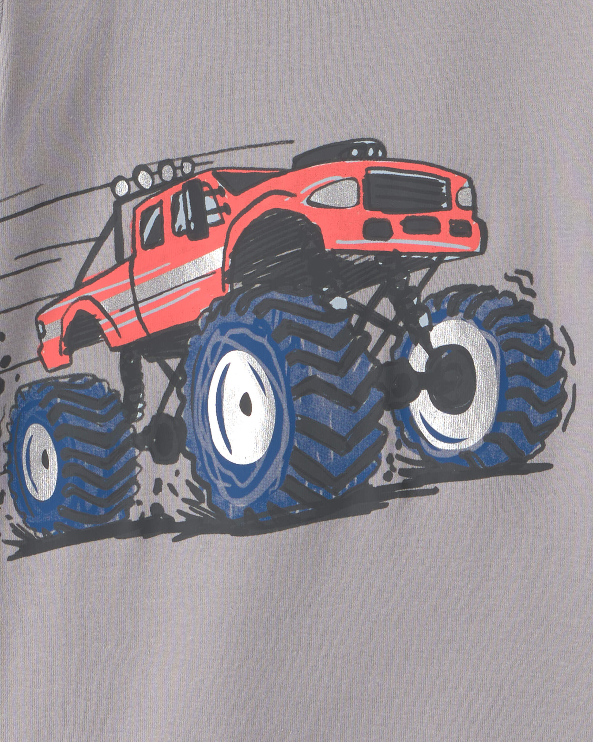 Boys 4-Piece Monster Truck 100% Cotton Snug Fit Pajama Set - Grey - Image 6