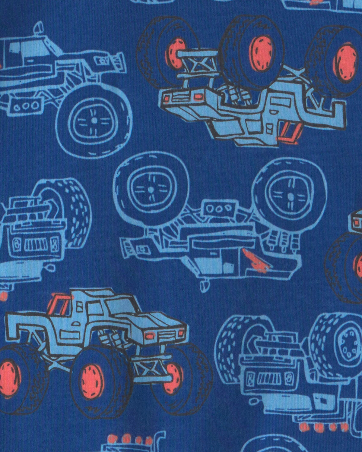 Boys 4-Piece Monster Truck 100% Cotton Snug Fit Pajama Set - Grey - Image 5