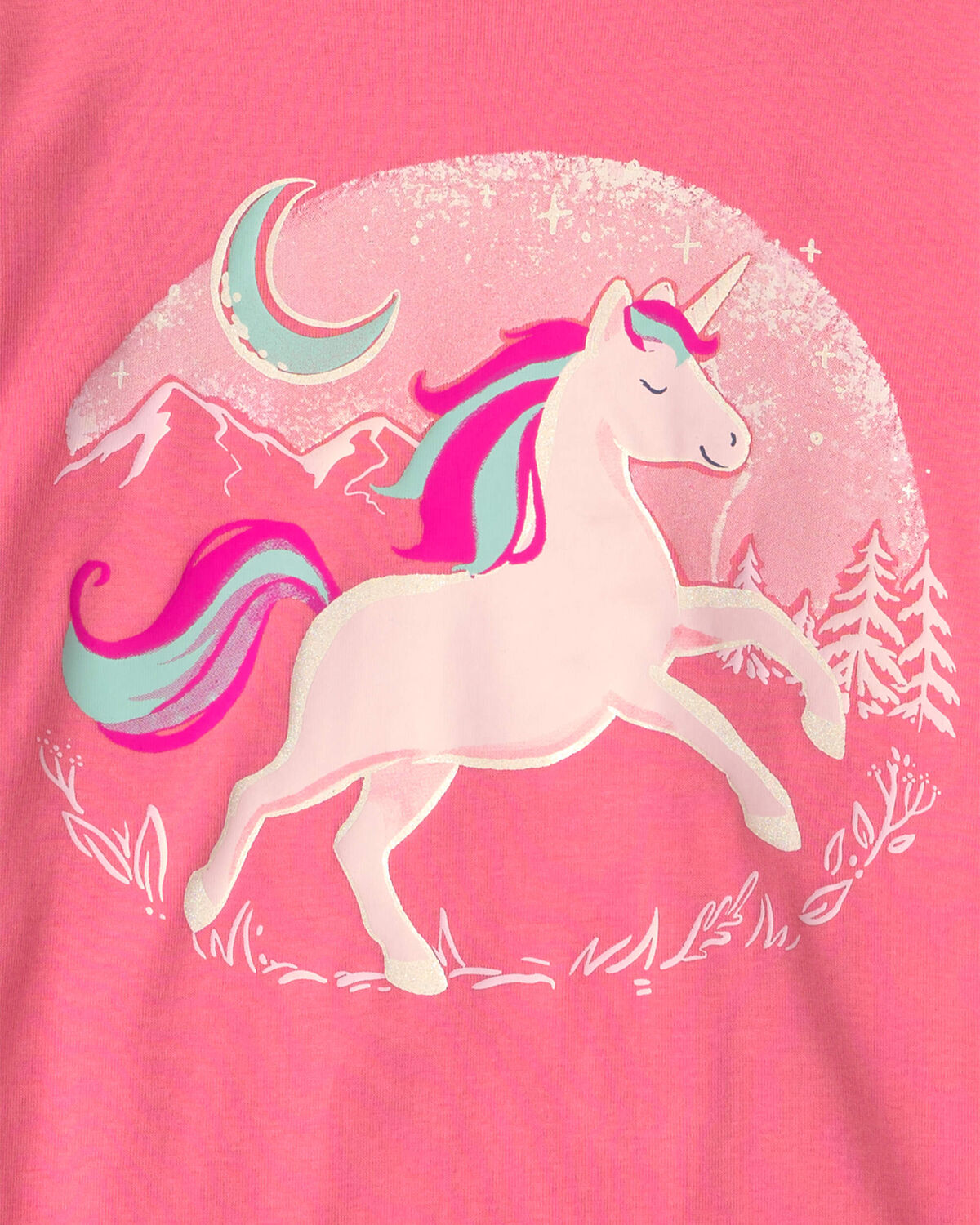 Girls 4-Piece Unicorn 100% Cotton Snug Fit Pajama Set - Coral/Pink - Image 2