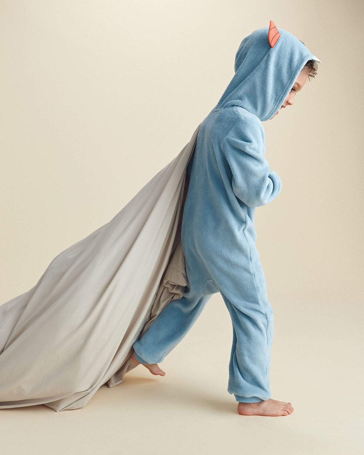 Boys 1-Piece Monster Halloween Fleece Pajama Costume - Blue - Image 3