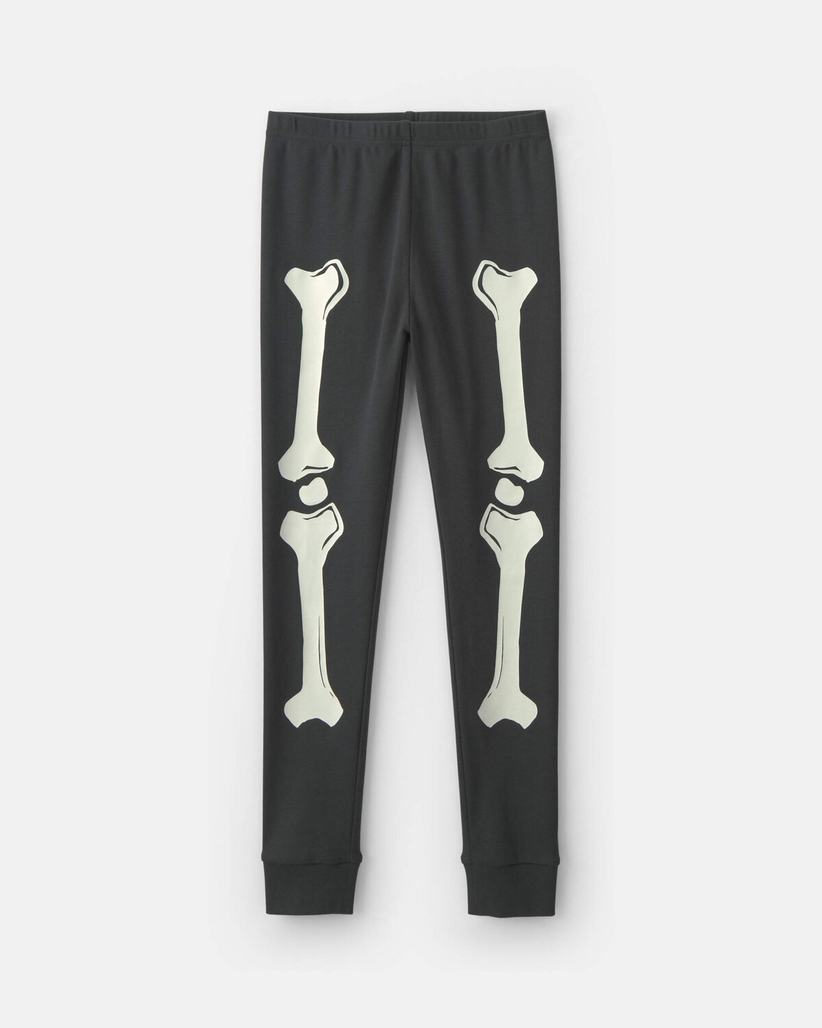 Kids 2-Piece Halloween Glow in the Dark Skeleton 100% Cotton Snug Fit Pajama Set - Charcoal - Image 3