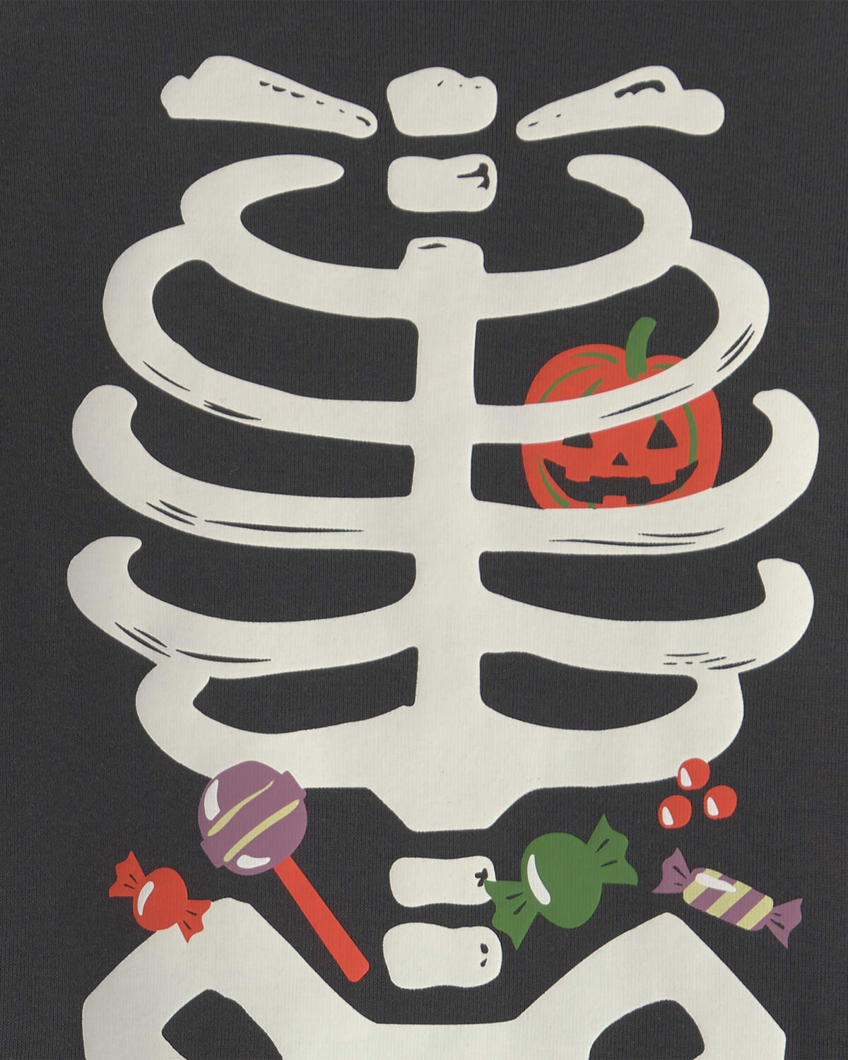 Kids 2-Piece Halloween Glow in the Dark Skeleton 100% Cotton Snug Fit Pajama Set - Charcoal - Image 4