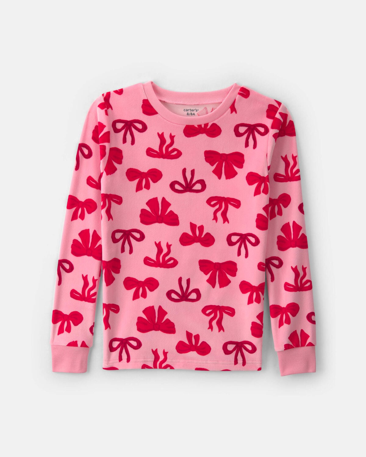 Girls 2-Piece Bows DreamPlush Snug Fit Pajama Set - Pink - Image 3