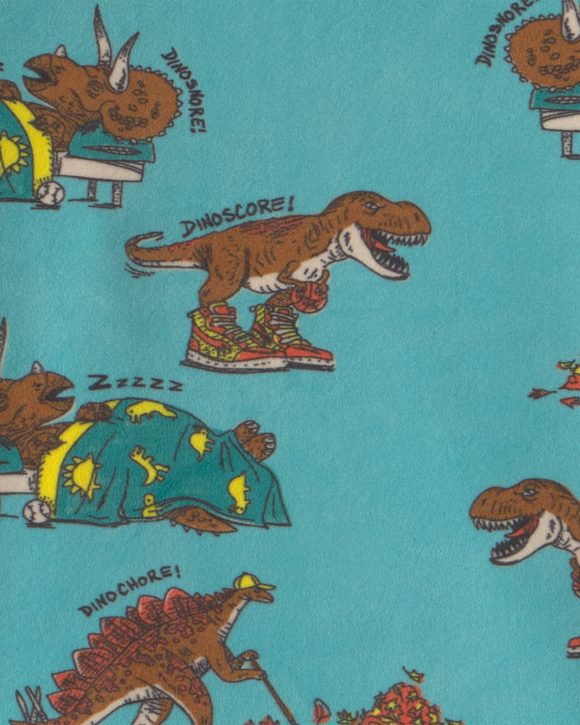 Boys 2-Piece Dino DreamPlush Snug Fit Pajama Set - Green - Image 3