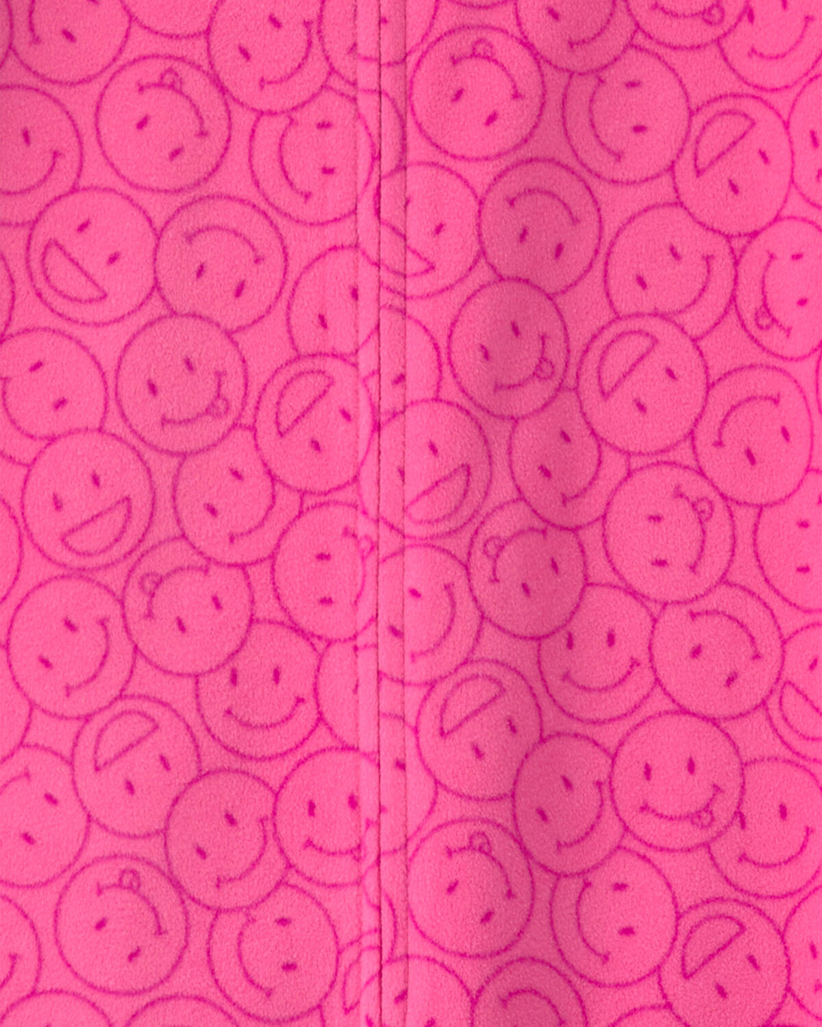 Girls 1-Piece Smiley Faces Fleece Loose Fit Pajama - Pink - Image 3