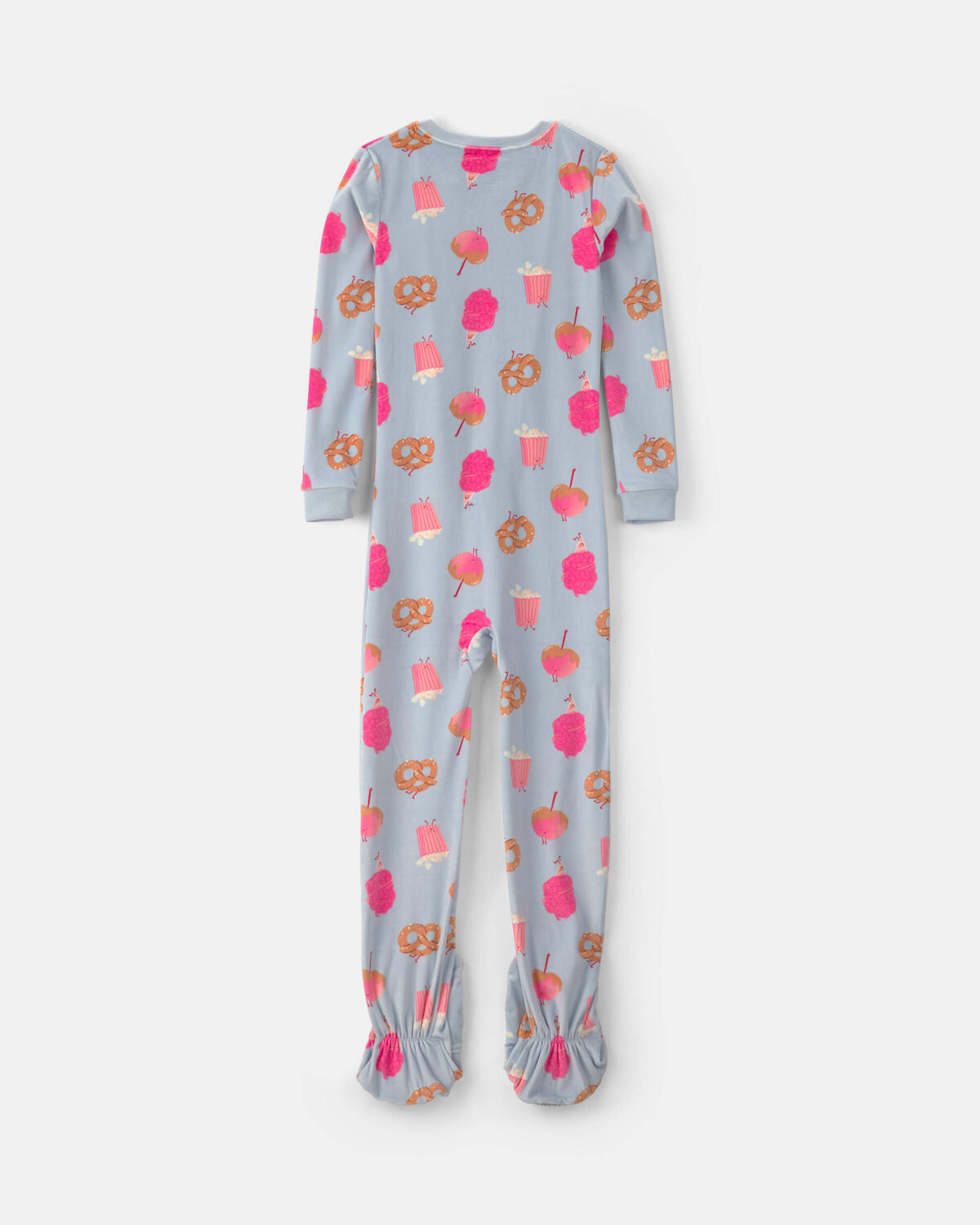 Girls 1-Piece Festival Treats DreamPlush Snug Fit Footed Pajama - Blue/Pink - Image 2
