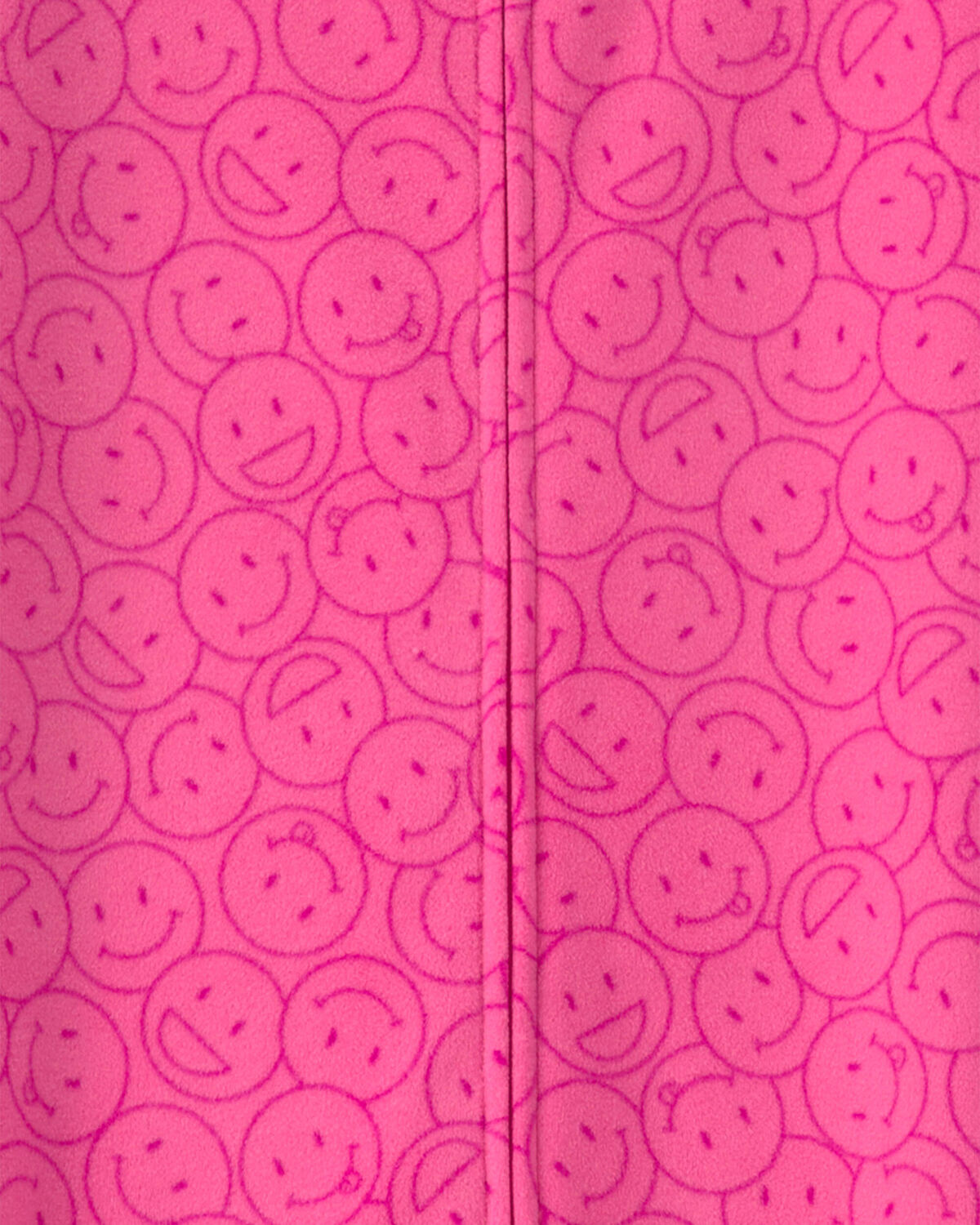 Girls 1-Piece Smiley Faces Fleece Loose Fit Footed Pajama - Pink - Image 3