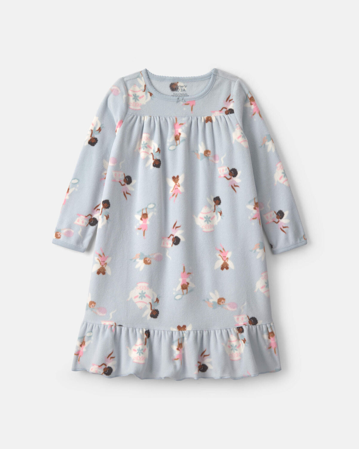 Girls Fairies Fleece Loose Fit Night Gown - Blue