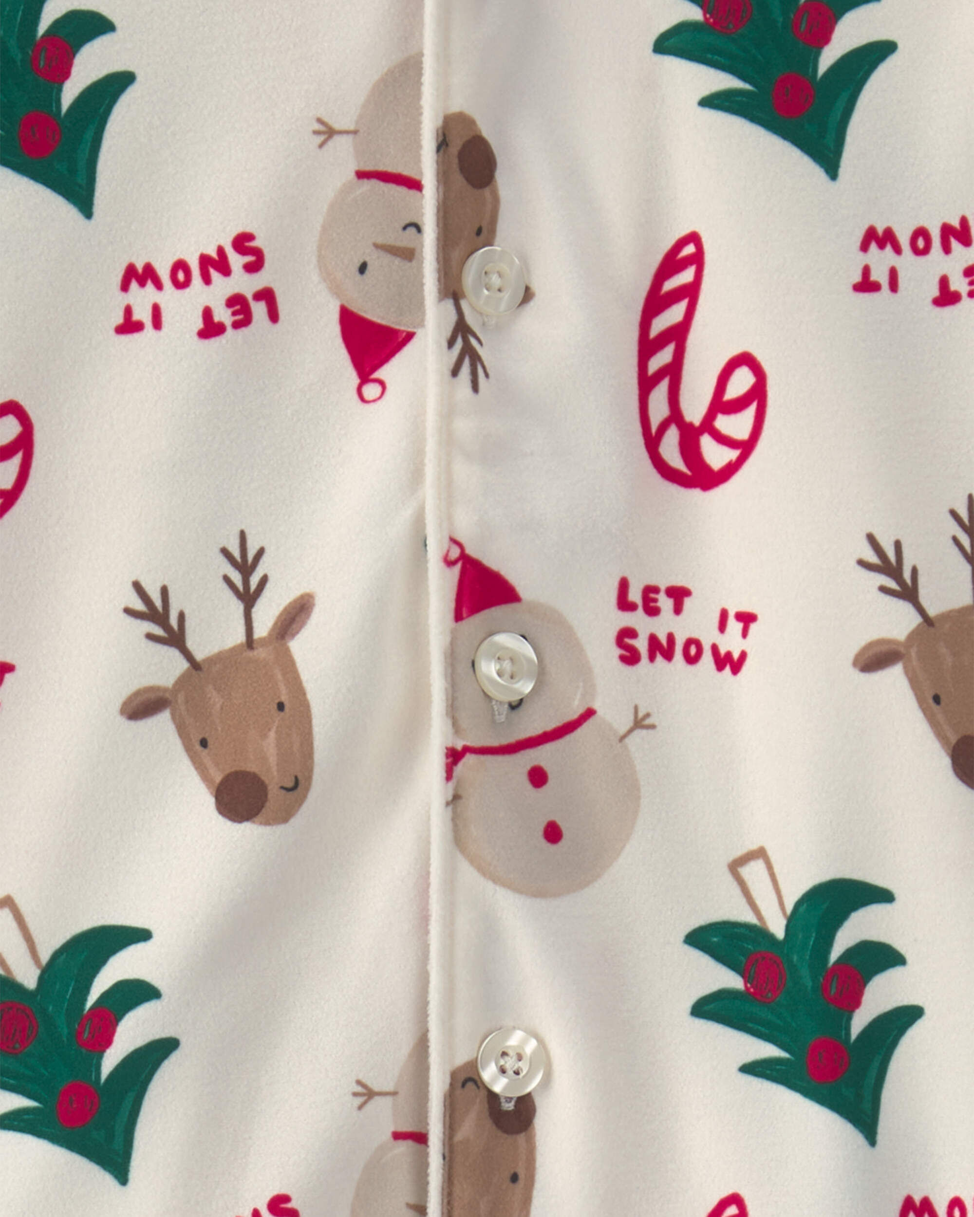 Kids 2-Piece Christmas Gingerbread Fleece Loose Fit Pajama Set - Green - Image 4