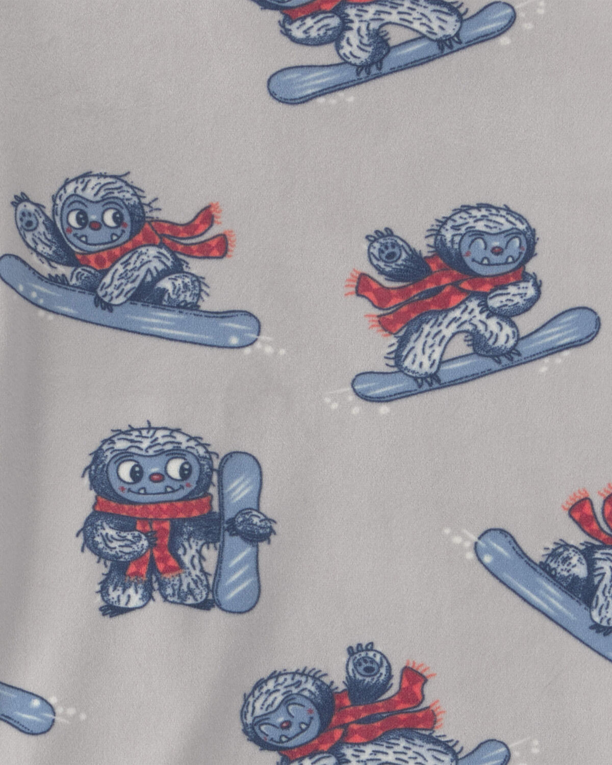 Boys 2-Piece Yeti Snowboard DreamPlush Snug Fit Pajama Set - Grey - Image 2