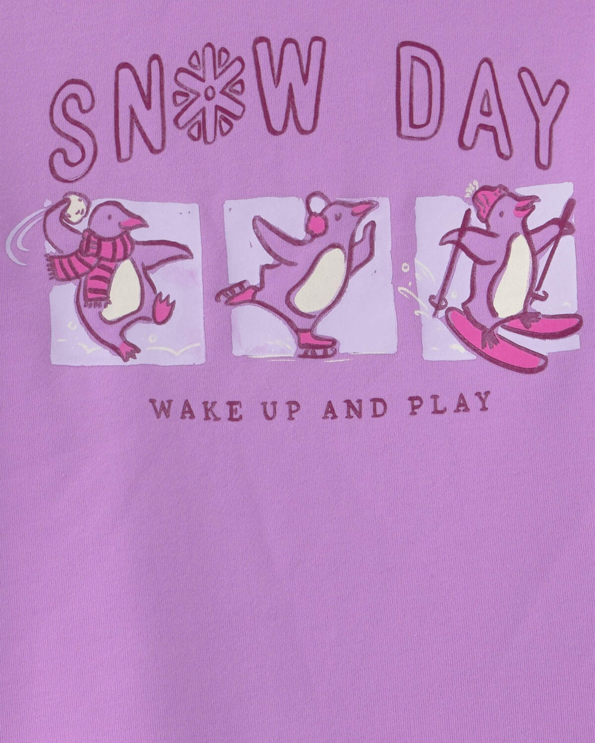 Girls 2-Piece 'Snow Day' Plaid Fleece Loose Fit Pajama Set - Purple - Image 3